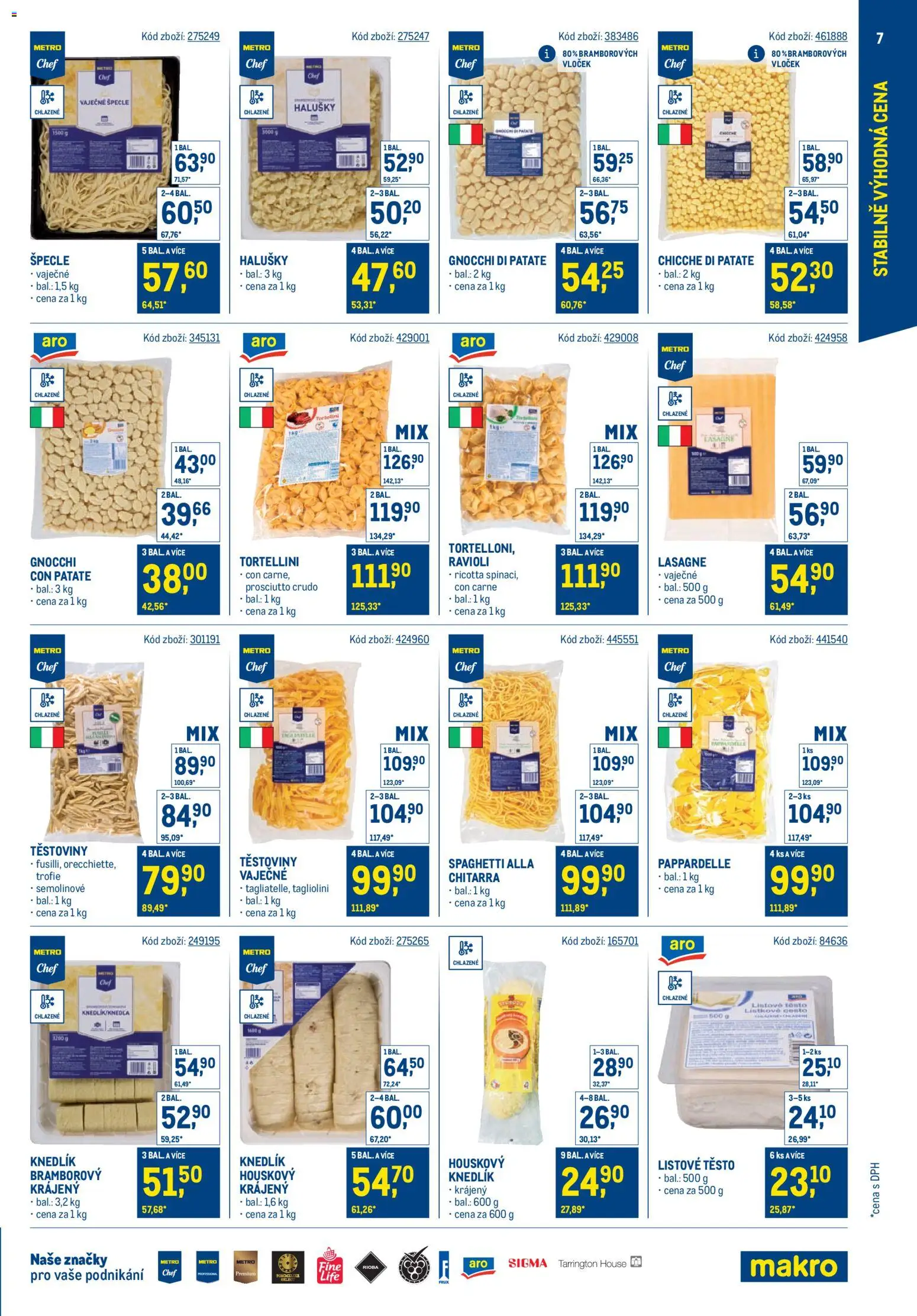 Makro leták - Stabilně výhodná cena – gastronomie od 24.09.2025 | Strana: 7 | Produkty: Tortellini, Listové těsto, Gnocchi, Lasagne