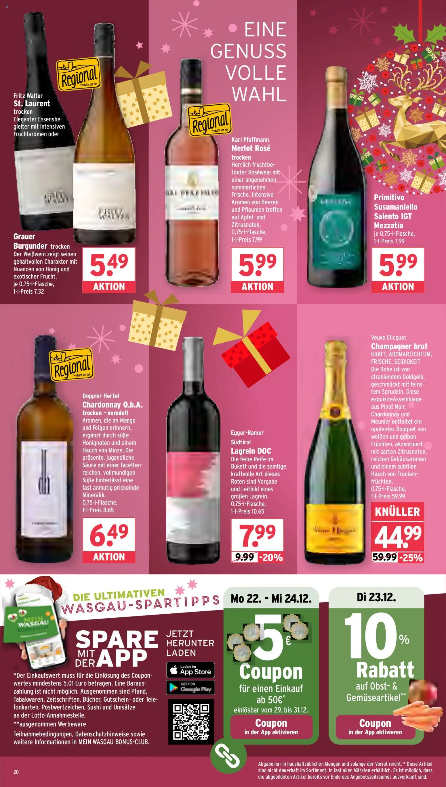 Wasgau Prospekt 	 – gültig ab 22.12.2025 | Seite: 20 | Produkte: Bier, Merlot, Obst, Mango