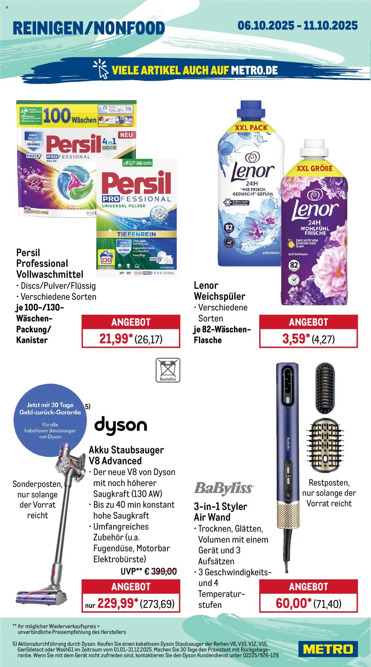 Metro Prospekt 	 – gültig ab 06.10.2025 | Seite: 16 | Produkte: Lenor, Dyson, Waschmittel, Persil