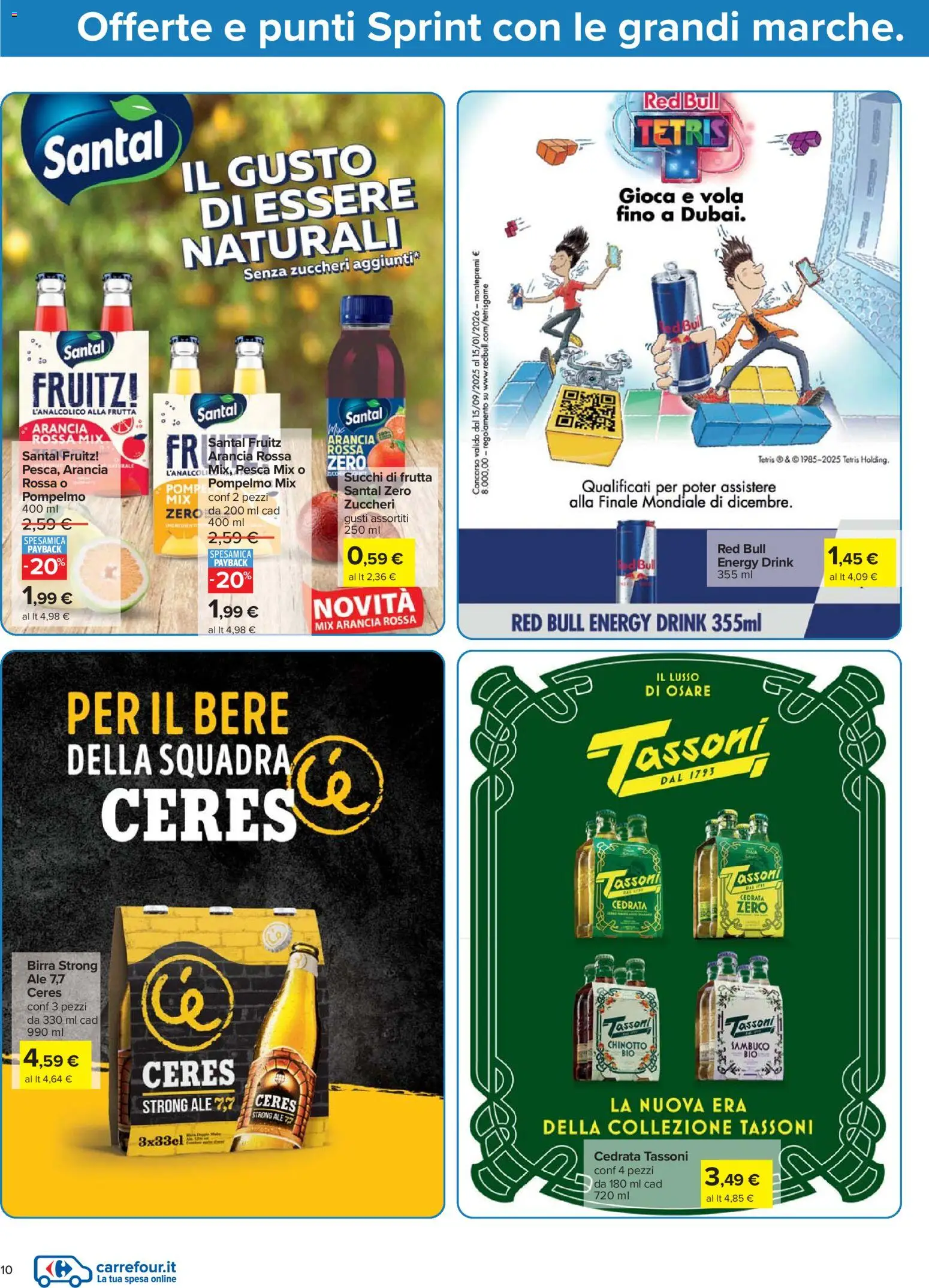 Volantino Carrefour del 07.11.2025 | Pagina: 10 | Prodotti: Birra, Chinotto, Frutta, Arancia