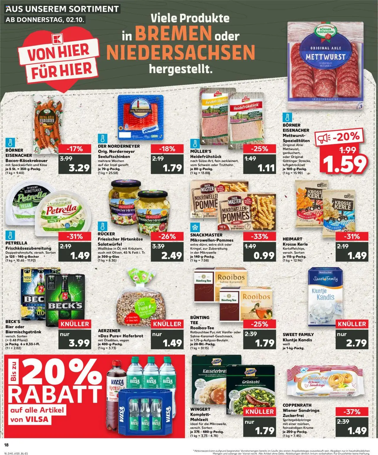 Kaufland prospekt Bremen	 – gültig ab 05.10.2025 | Seite: 18 | Produkte: Käse, Bier, Tee, Chips