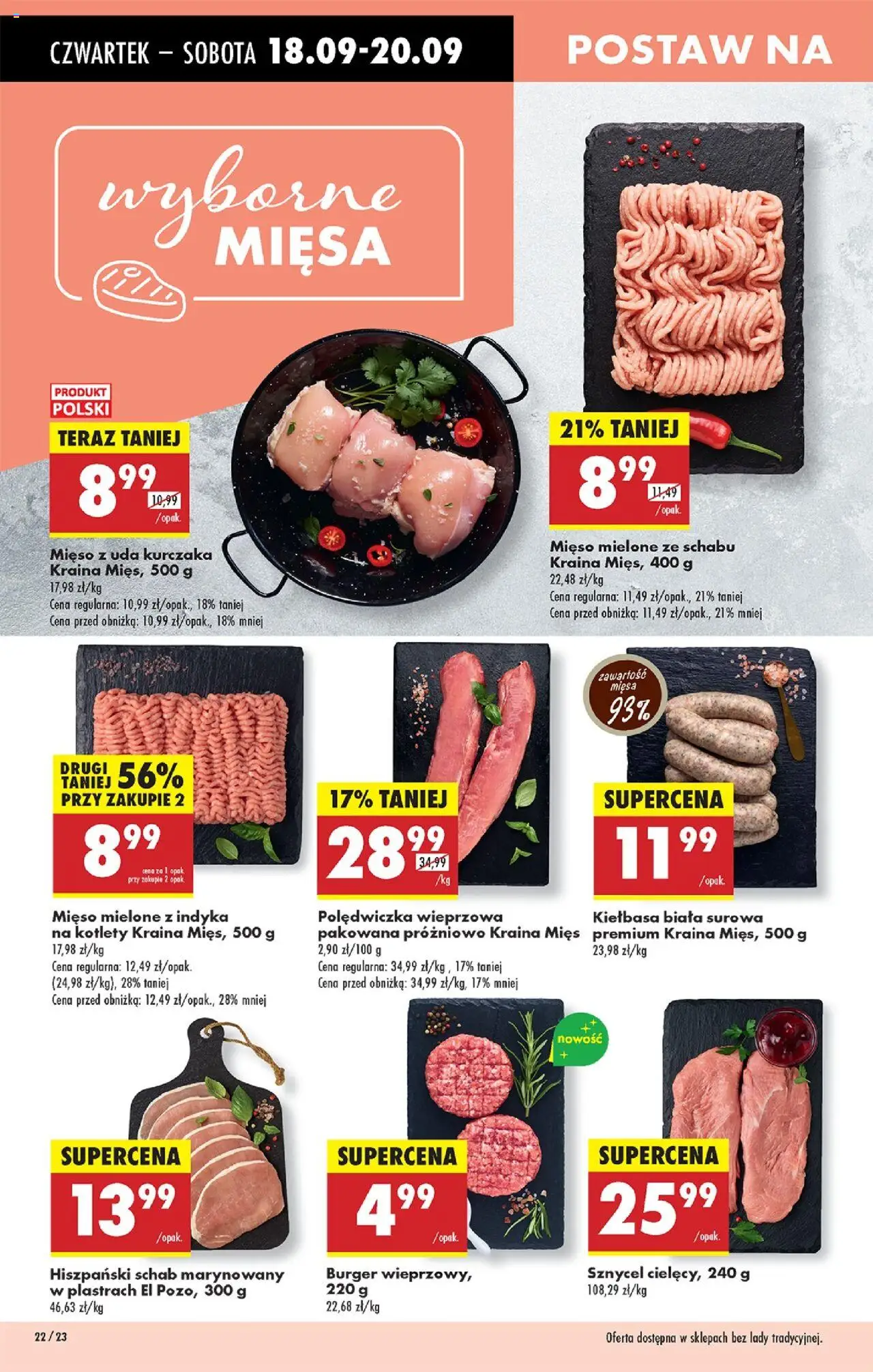 Biedronka gazetka - Oferta w tym tygodniu od 18.09.2025 | Strona: 28 | Produkty: Mięso z uda kurczaka, Mięso, Kraina mięs, Kotlety