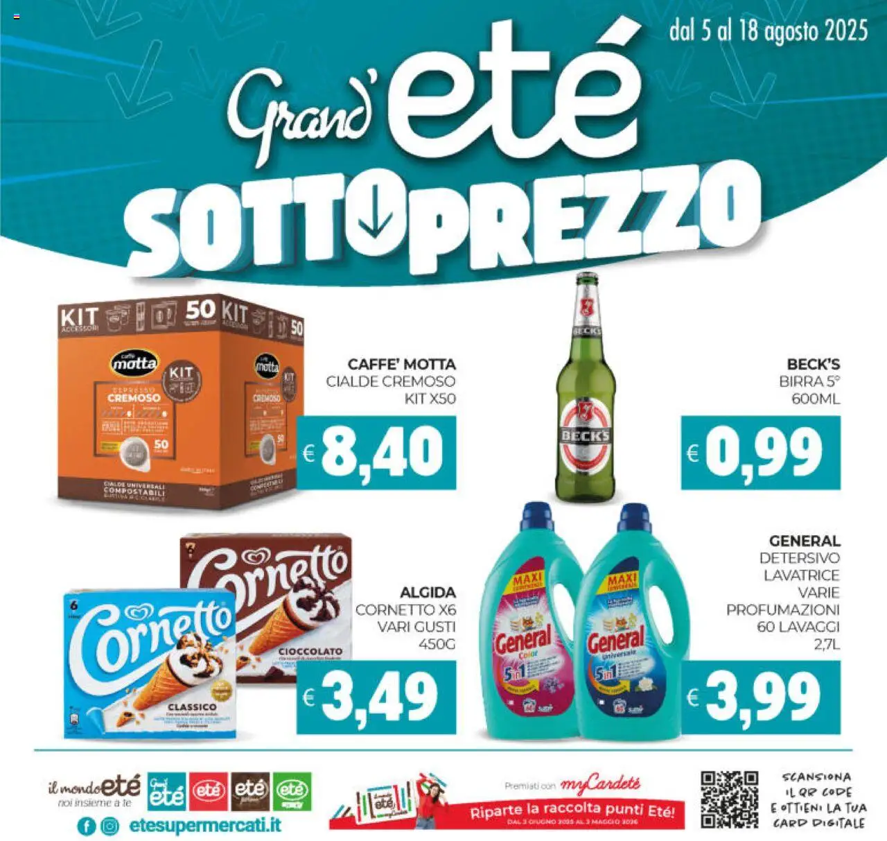 Volantino Eté del 05.08.2025 | Pagina: 1 | Prodotti: Cioccolato, Tè, Cornetto, Lavatrice