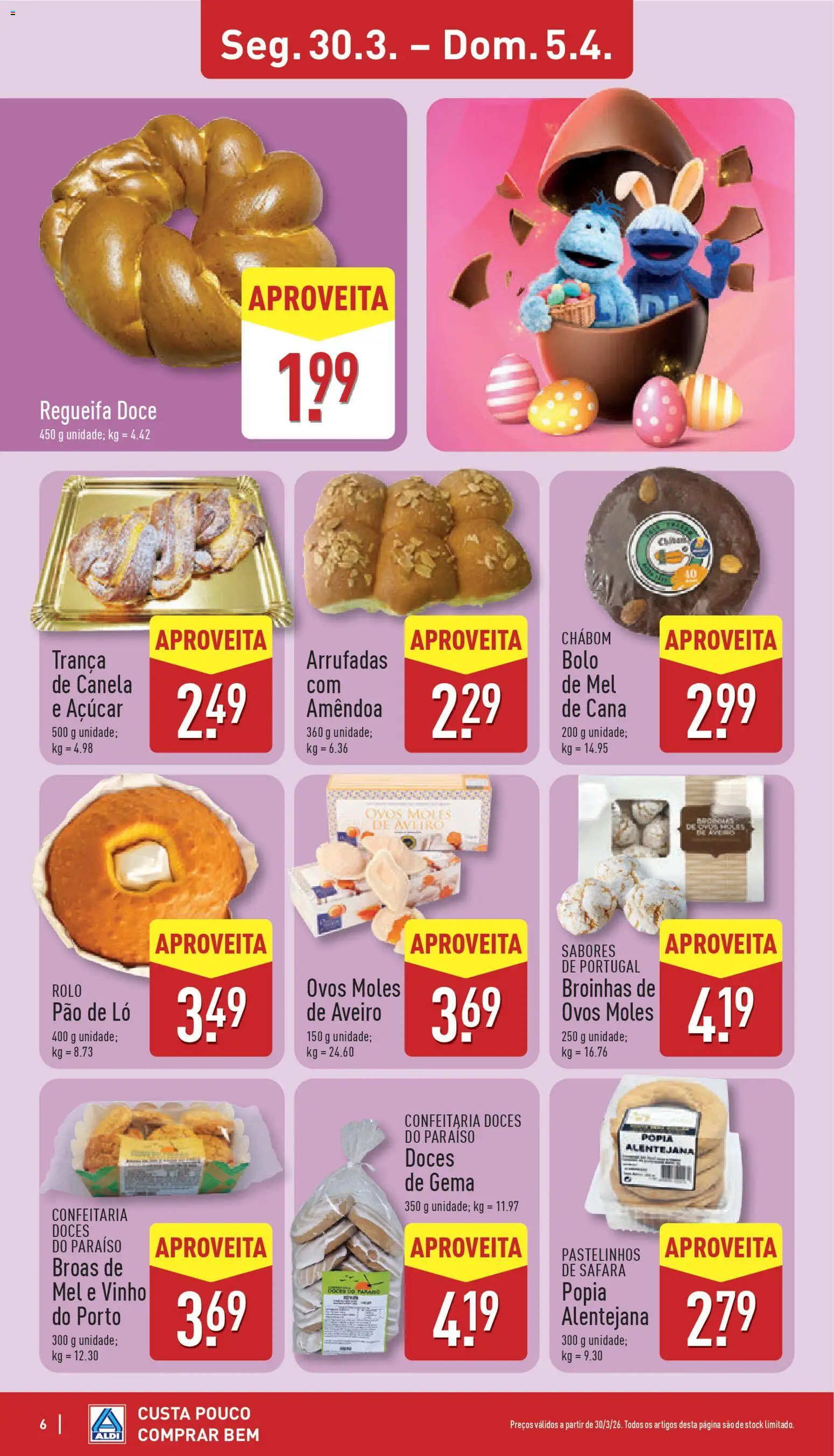 Aldi folheto │ válido de 30.03.2026 | Página: 6 | Produtos: Canela, Pão, Vinho, Mel