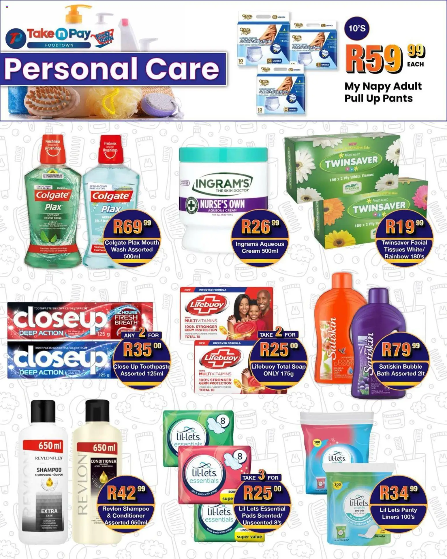 New Take n Pay catalogue – valid from 12.01.2026 | Page: 16 | Products: Pants, Pads, Conditioner, Soap