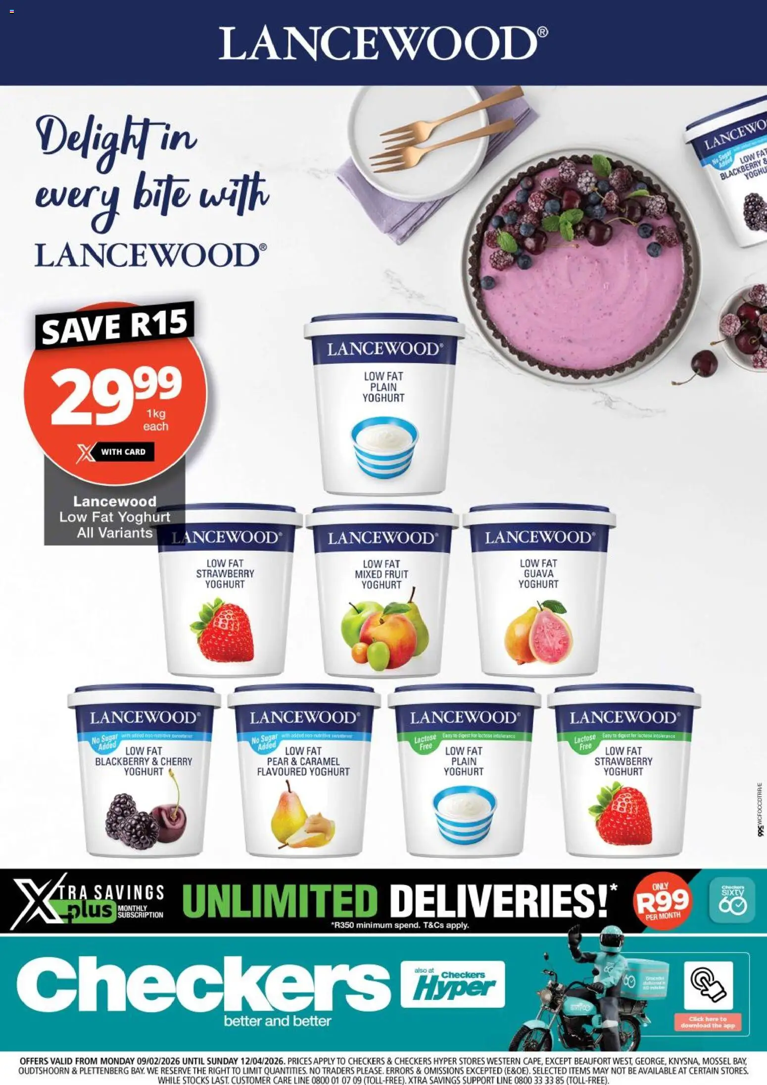 New Checkers catalogue – valid from 09.02.2026 | Page: 1 | Products: Yoghurt, Fruit, Sugar, Caramel