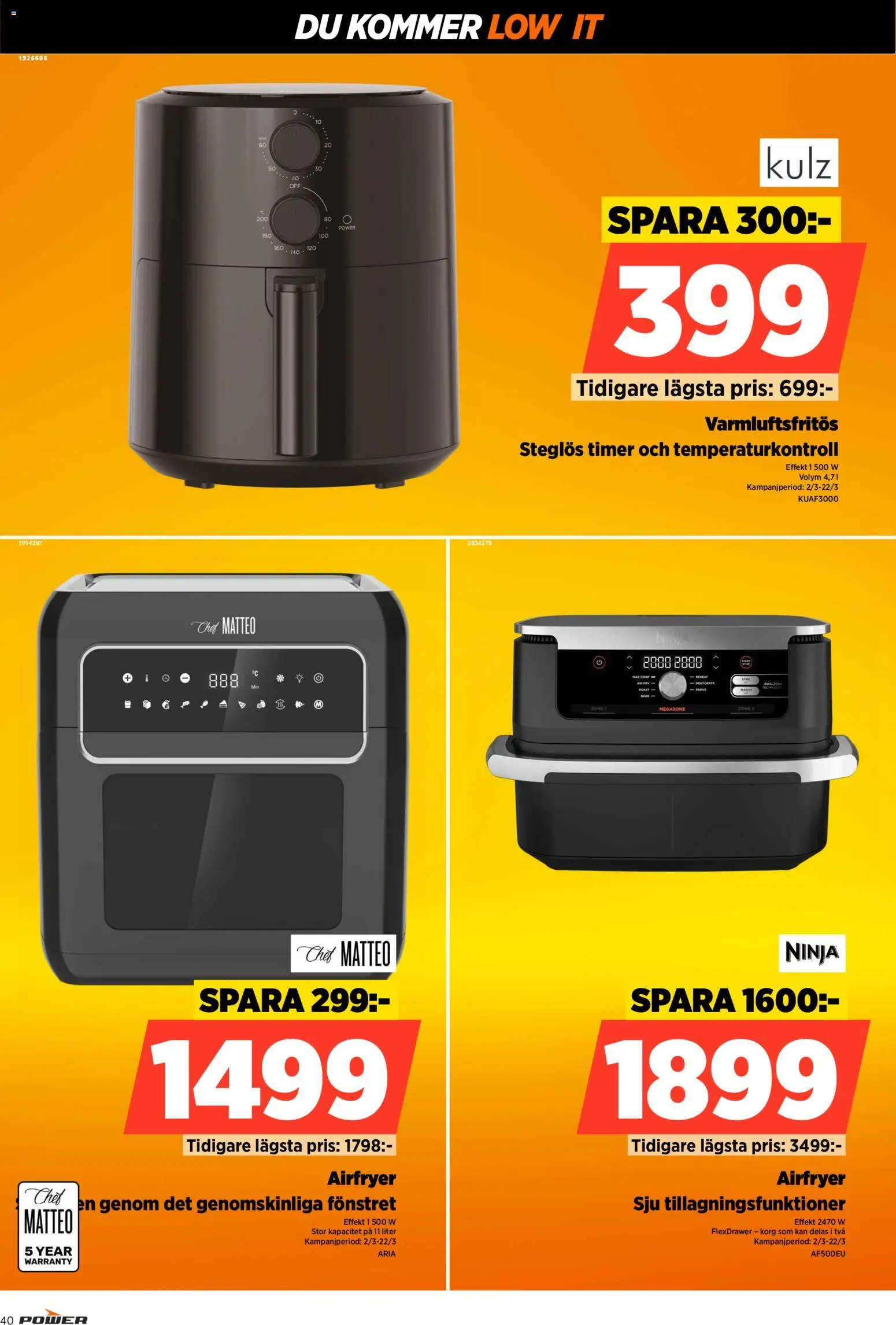 Power reklamblad aktuell från 16.03.2026 | Sida: 40 | Produkter: Korg, Airfryer