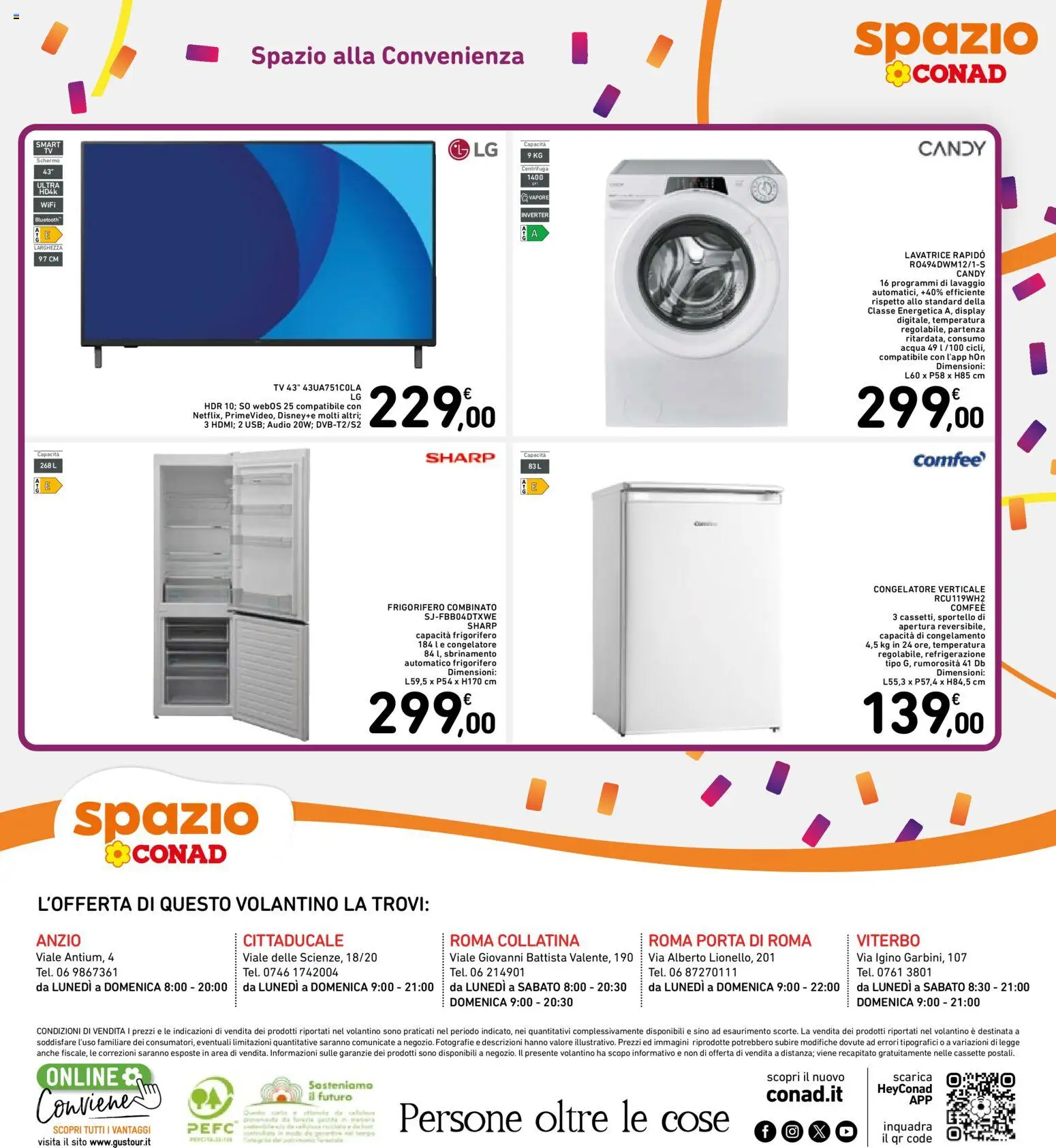 Volantino Spazio Conad del 13.02.2026 | Pagina: 27 | Prodotti: Acqua, Audio, Frigorifero, Frigorifero combinato