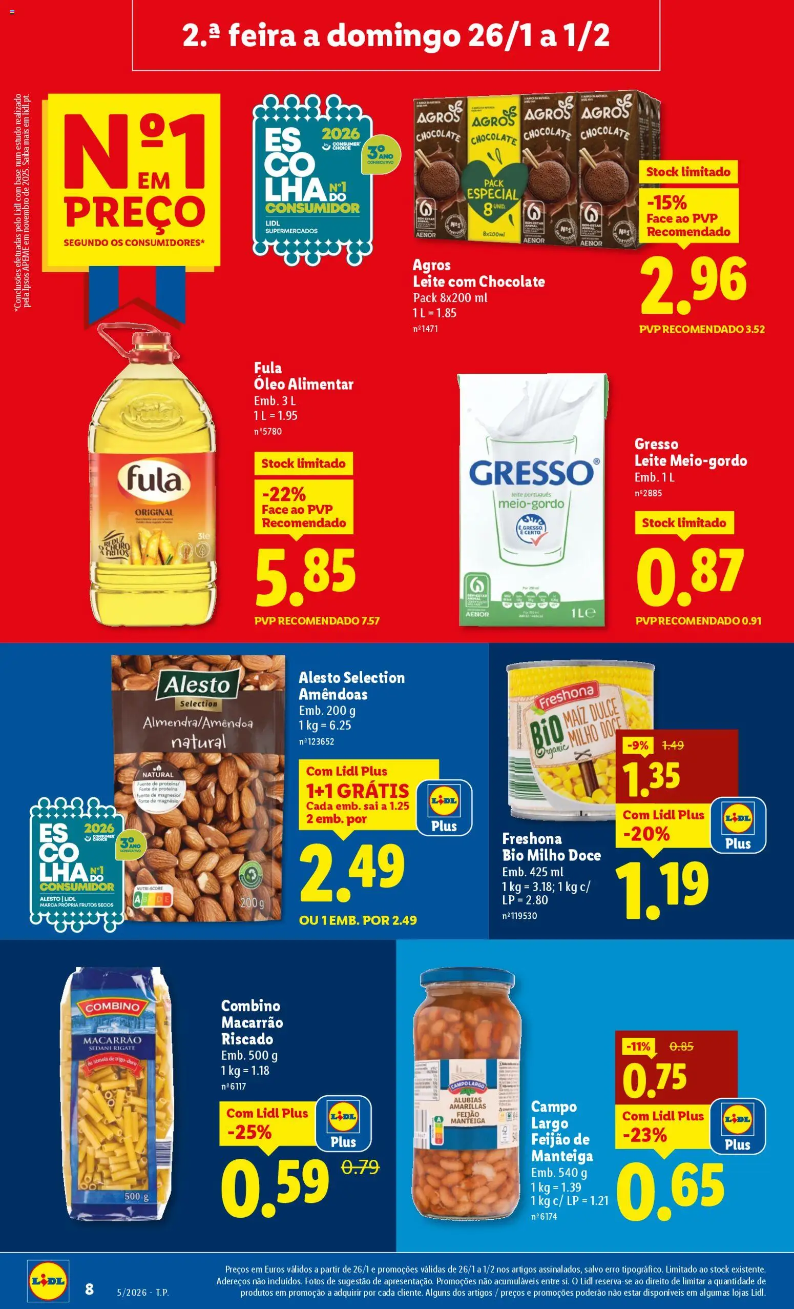 Lidl folheto │ válido de 26.01.2026 | Página: 8 | Produtos: Manteiga, Óleo, Milho, Proteina