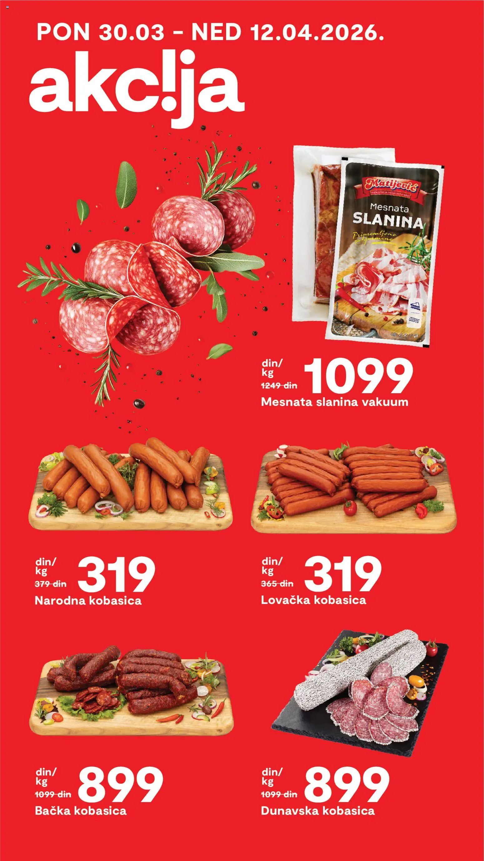 Matijevic katalog - važi od 01.04.2026 | Strana: 14 | Proizvode: Slanina, Kobasica