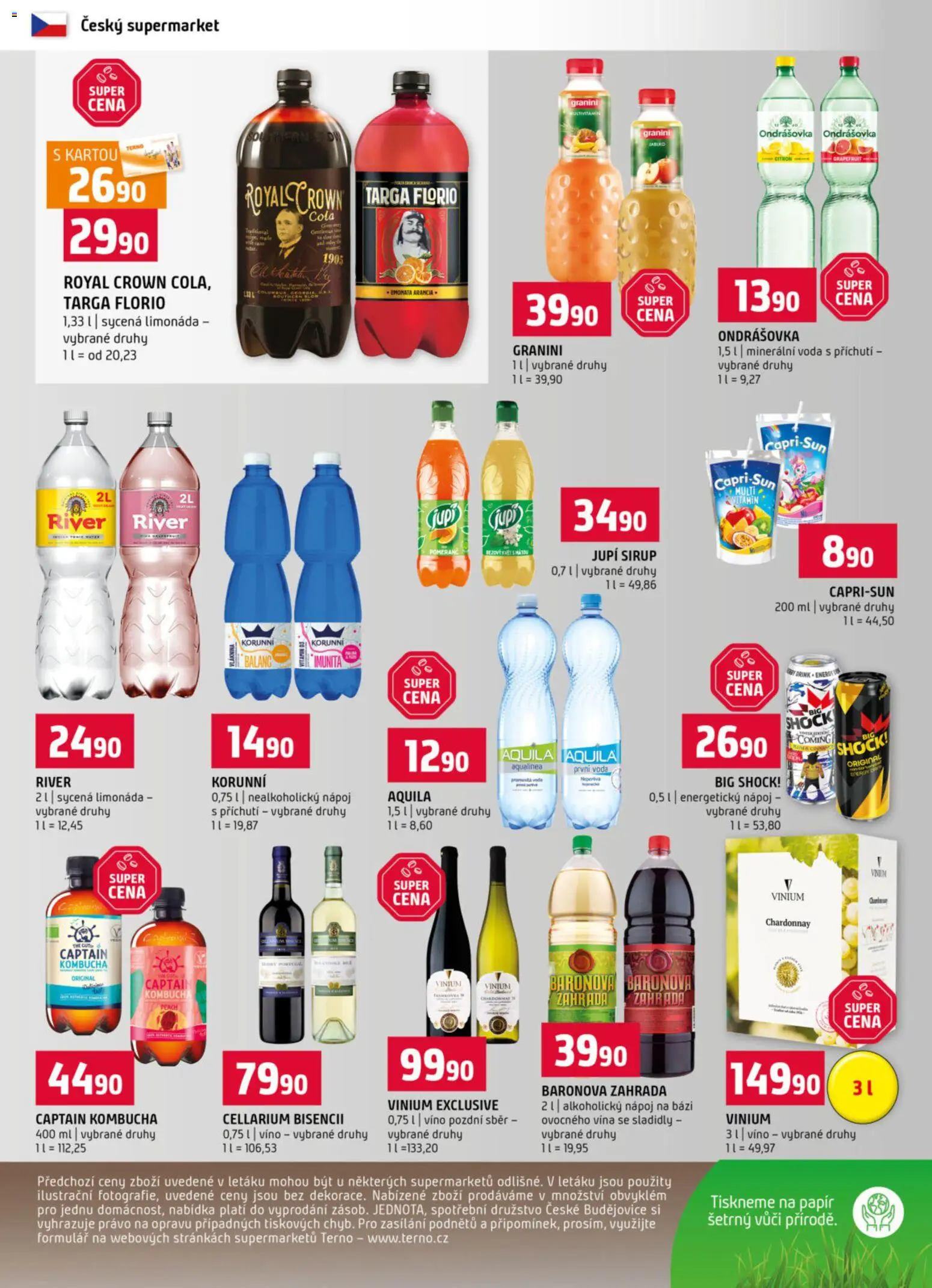 Terno leták - Blatná, Český Krumlov, Prachatice, Strakonice, Tábor, Zlín od 29.10.2025 | Strana: 12 | Produkty: Limonáda, Víno, Jupí, Cola