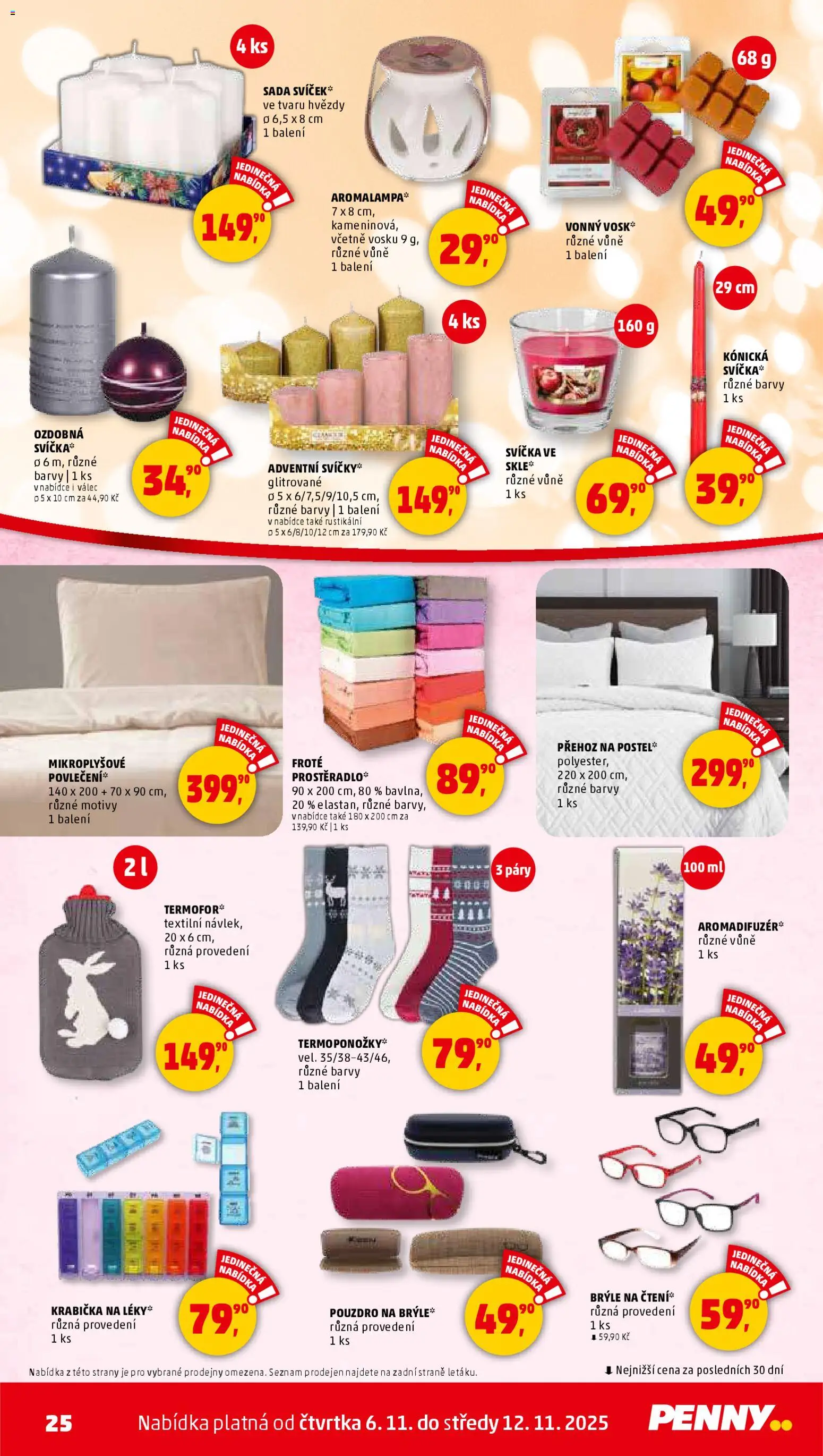 Penny Market leták - Čtvrtečník od 06.11.2025 | Strana: 25 | Produkty: Adventní svíčky, Krabička, Brýle, Barvy