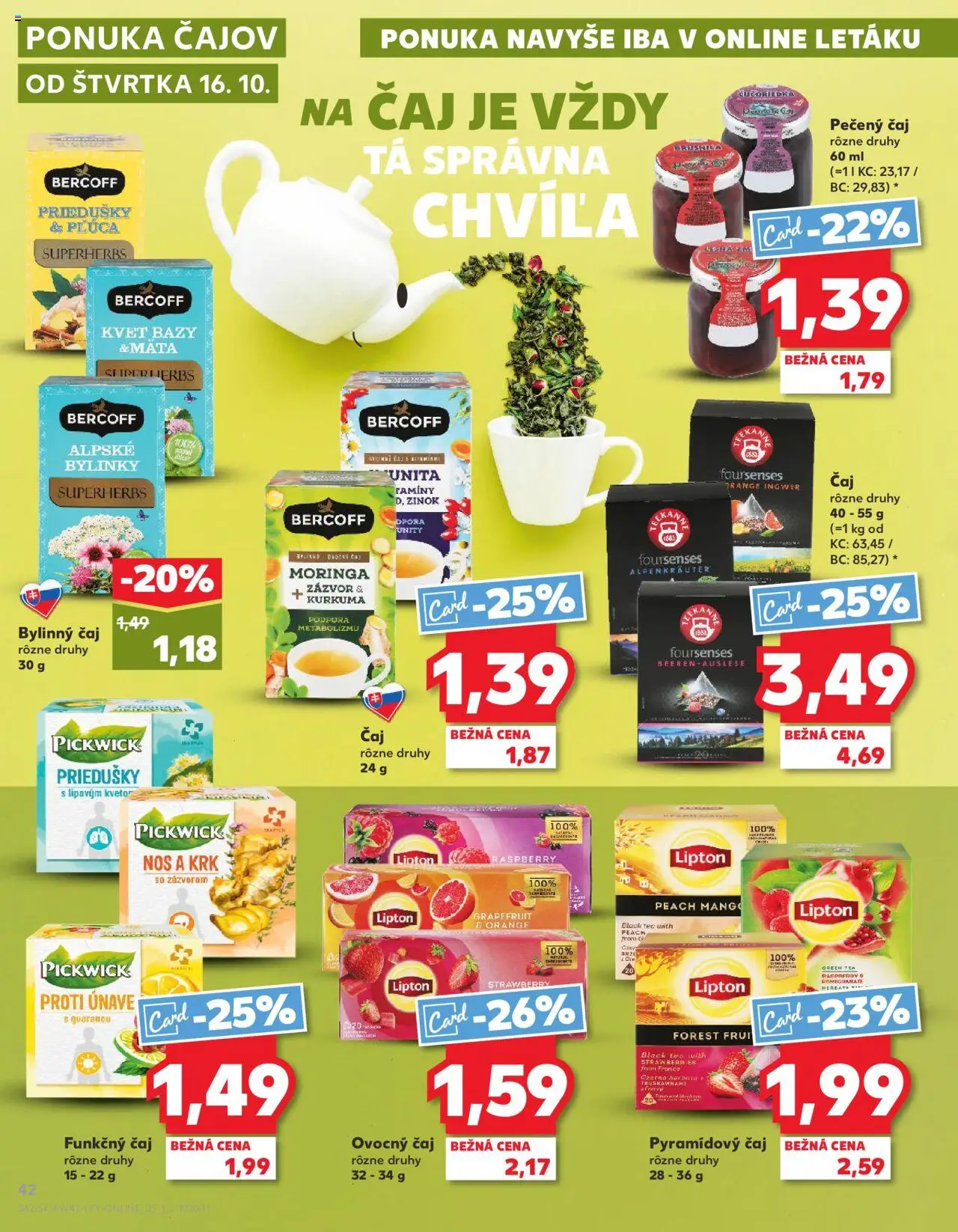 Nové Kaufland akcie – leták je platný od 16.10.2025 | Strana: 42 | Produkty: Čaj, Grapefruit, Mango, Teekanne