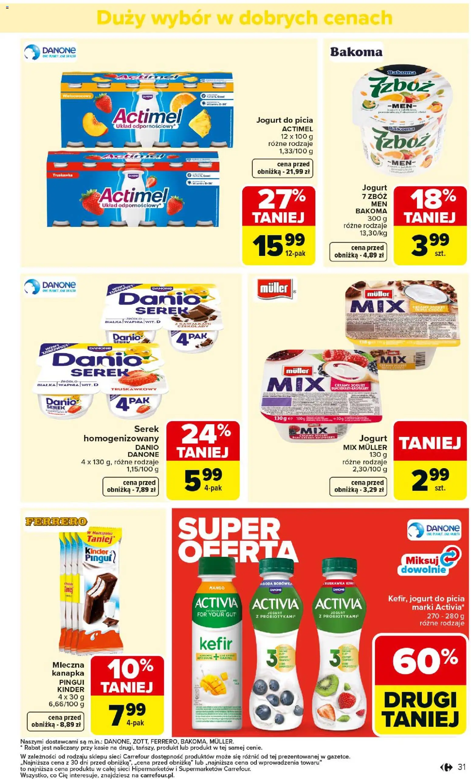 Carrefour Gazetka od 26.01.2026 | Strona: 33 | Produkty: Czekolady, Kefir, Jogurt, Kiwi