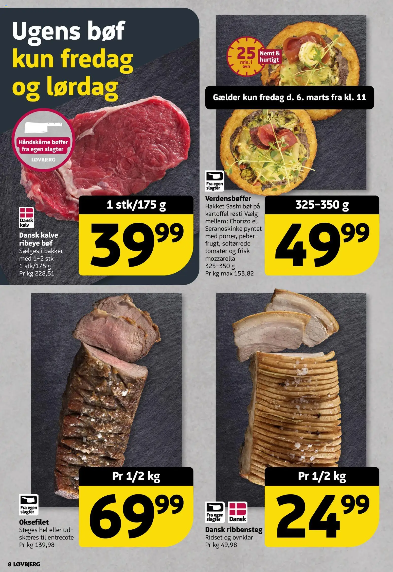 Løvbjerg tilbudsavis – gyldig fra 06.03.2026 | Side: 8 | Produkter: Tomater, Bøffer, Peber, Mozzarella