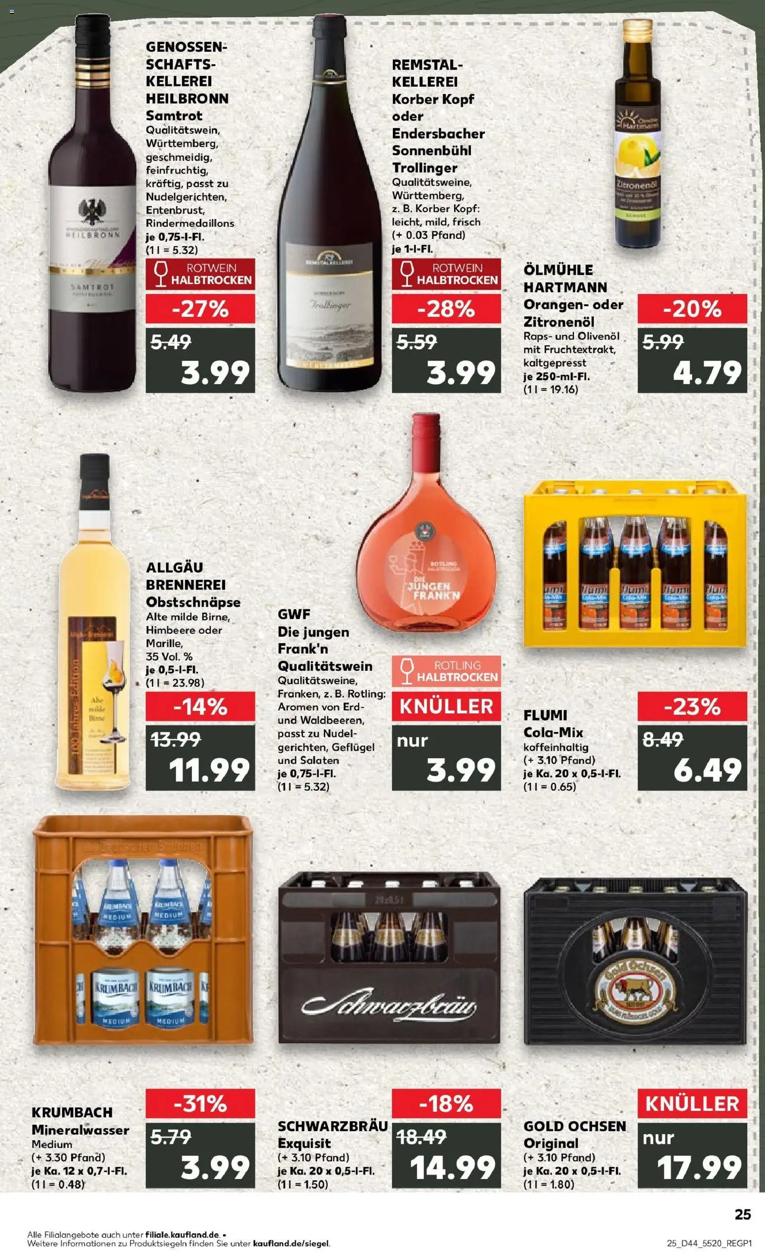 Kaufland prospekt Krumbach (Schwaben)	 – gültig ab 30.10.2025 | Seite: 25 | Produkte: Rotwein, Rotwein halbtrocken, Orangen, Himbeere