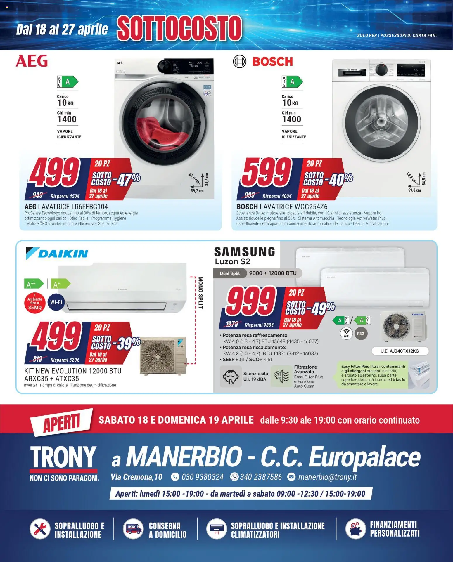 Volantino Trony del 18.04.2026 | Pagina: 12 | Prodotti: Acqua, Lavatrice, Samsung