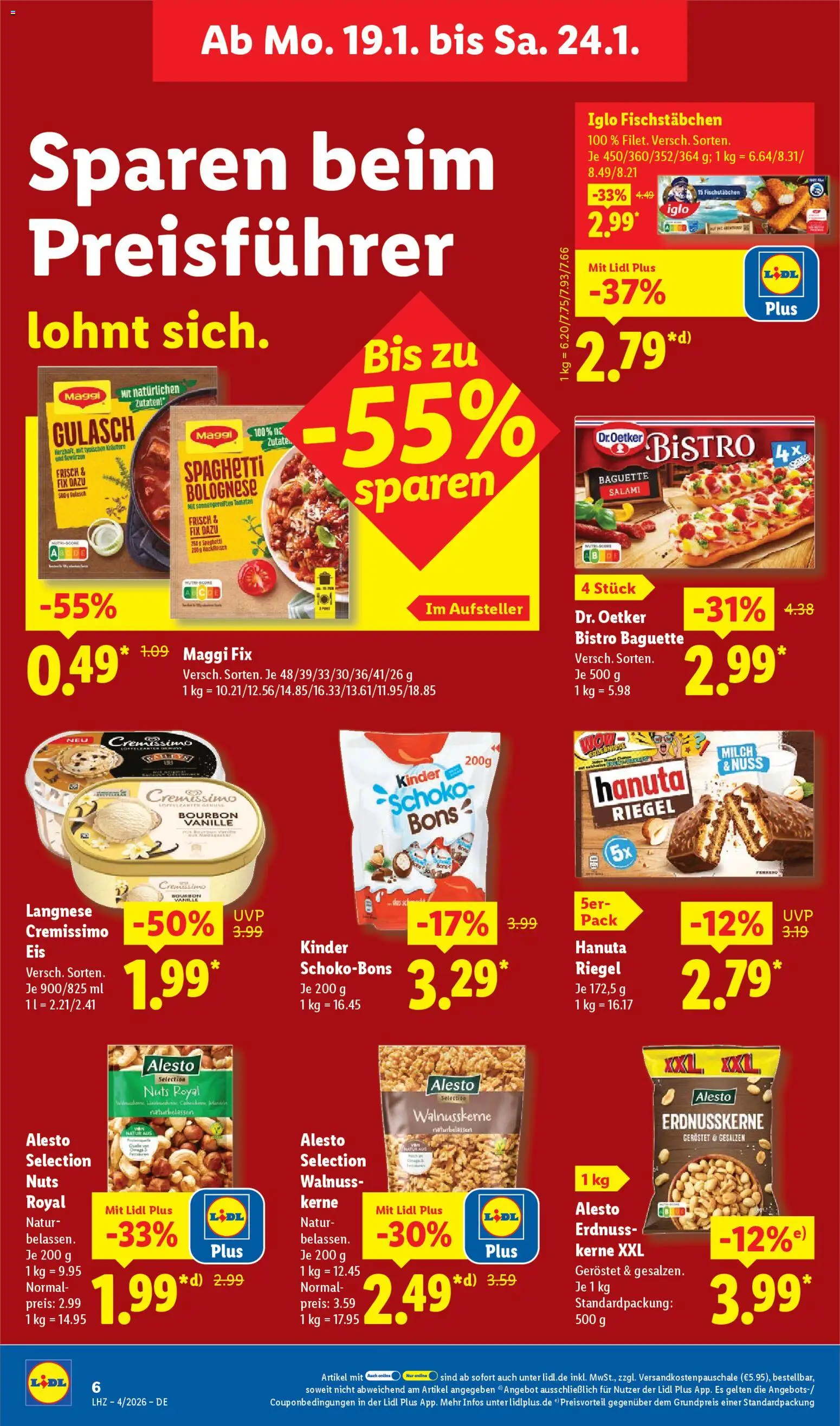 Lidl - Prospekt – gültig ab 19.01.2026 | Seite: 12 | Produkte: Iglo, Tomaten, Fischstabchen, Bourbon