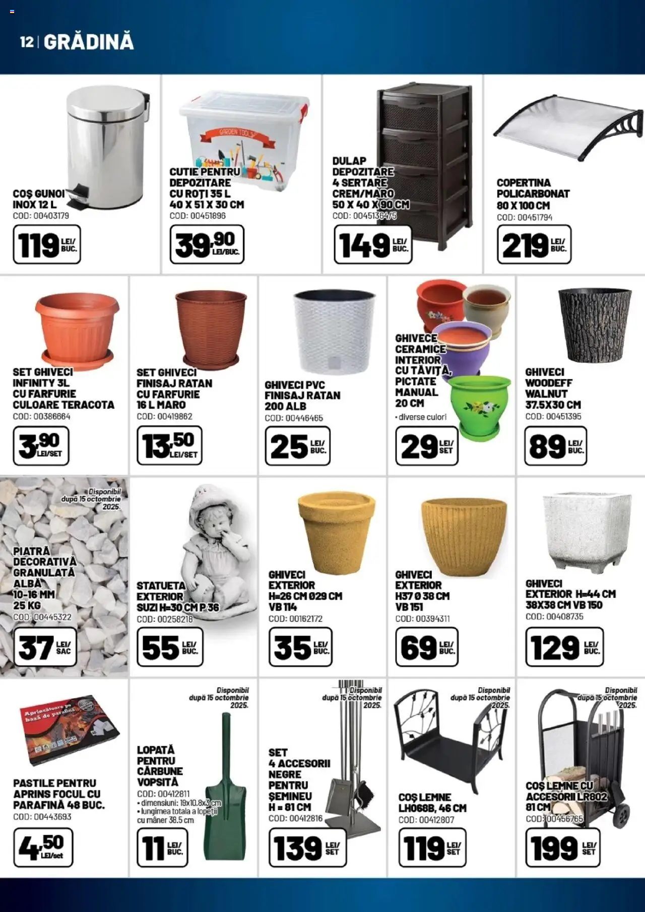 Noul catalog Ambient – valabil de la 01.10.2025 | Pagină: 12 | Produse: Șemineu, Coș, Mâner, Cutie pentru depozitare