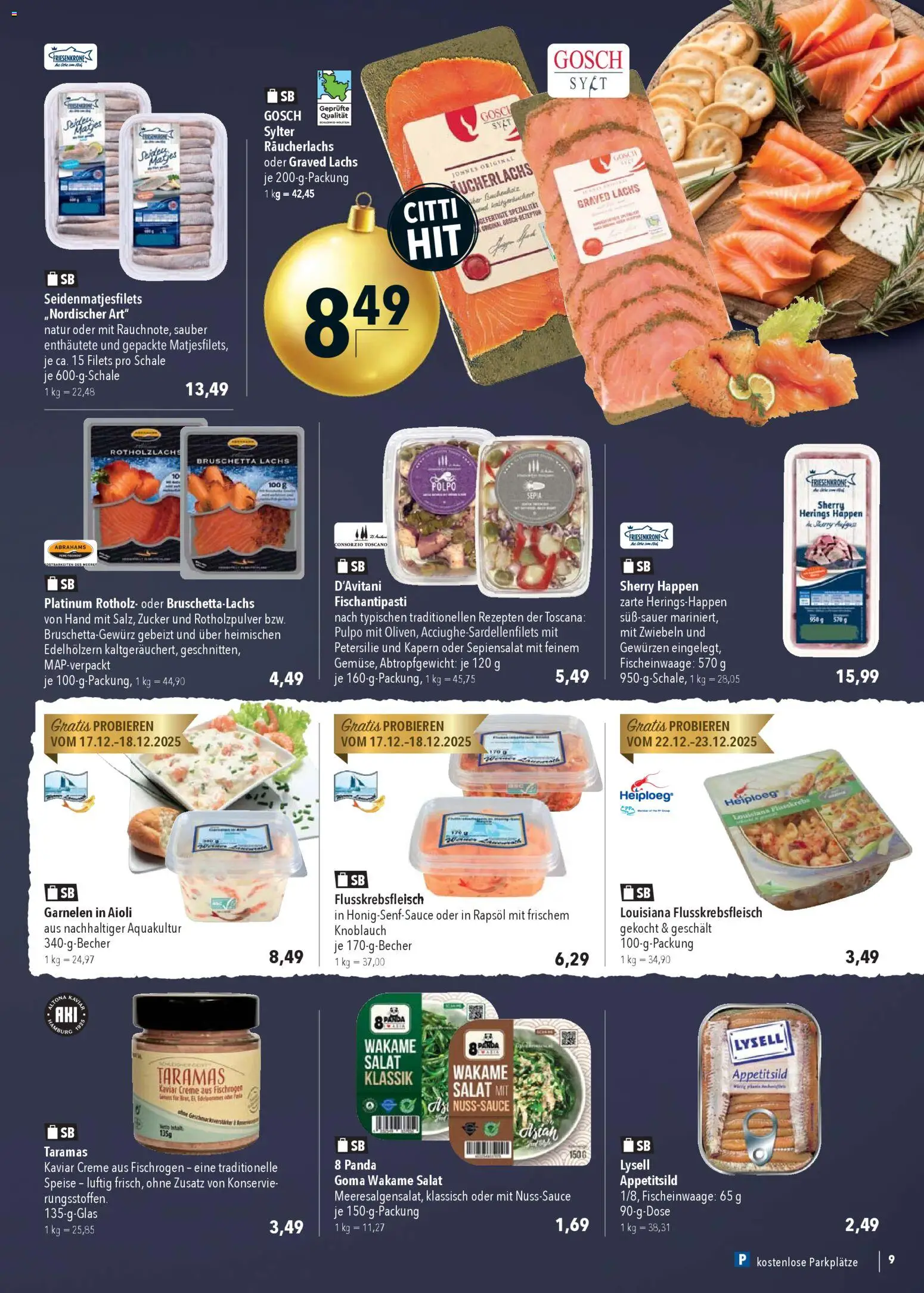 CITTI Markt Prospekt 	 – gültig ab 17.12.2025 | Seite: 9 | Produkte: Garnelen, Lachs, Zwiebeln, Salat