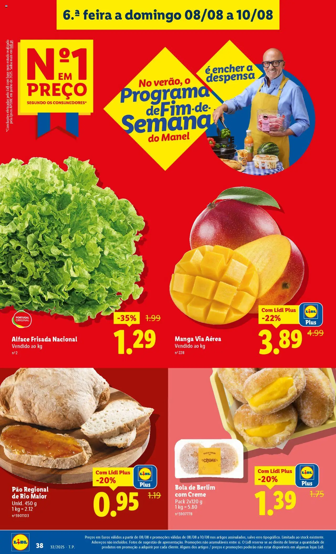 Lidl folheto │ válido de 04.08.2025 | Página: 38 | Produtos: Base, Pão, Creme, Alface