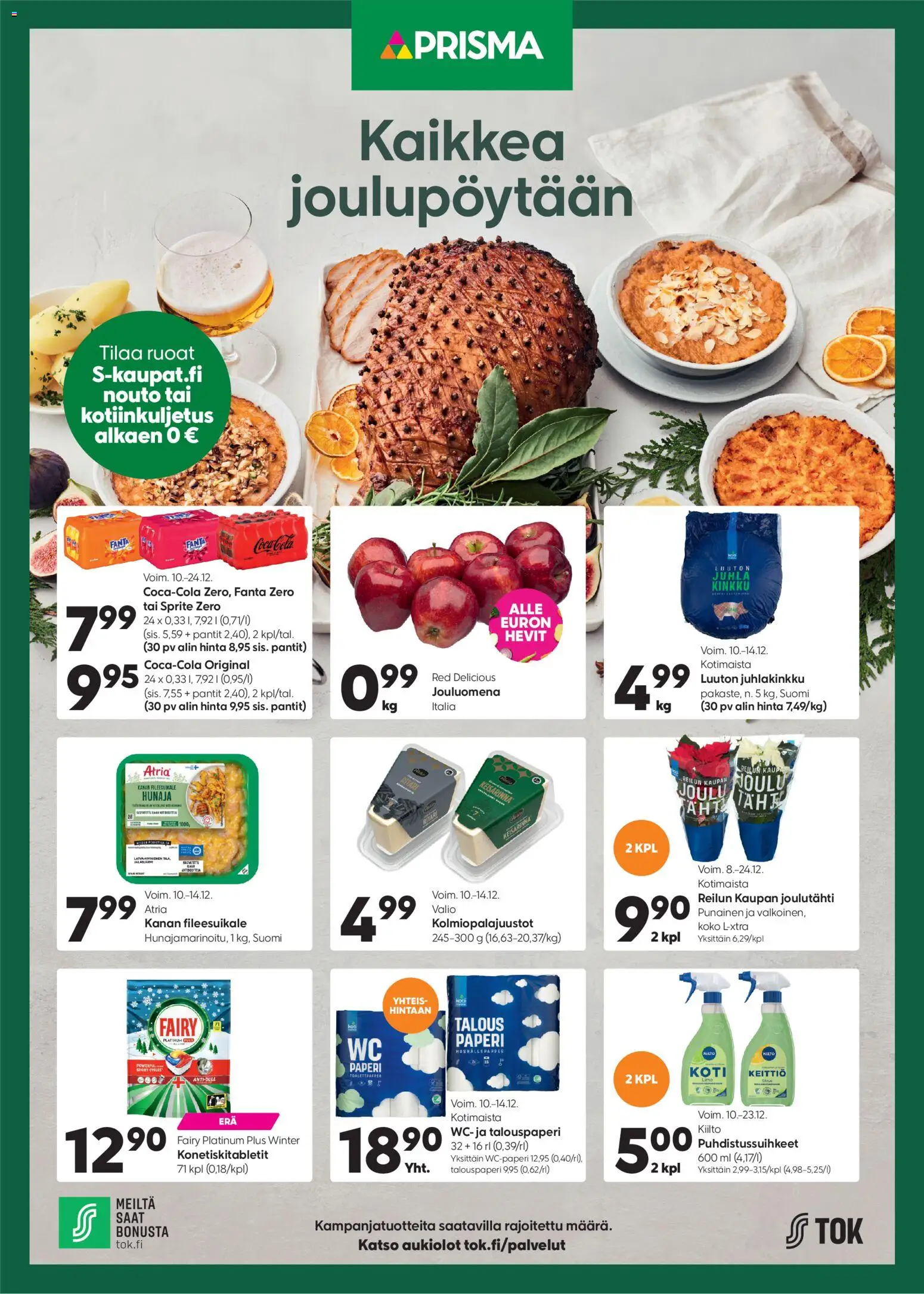 Prisma - Kaikkea joulupöytään – voimassa 10.12.2025 alkaen | Sivu: 1 | Tuotteet: Paperi, Sprite, Coca cola, Hunaja