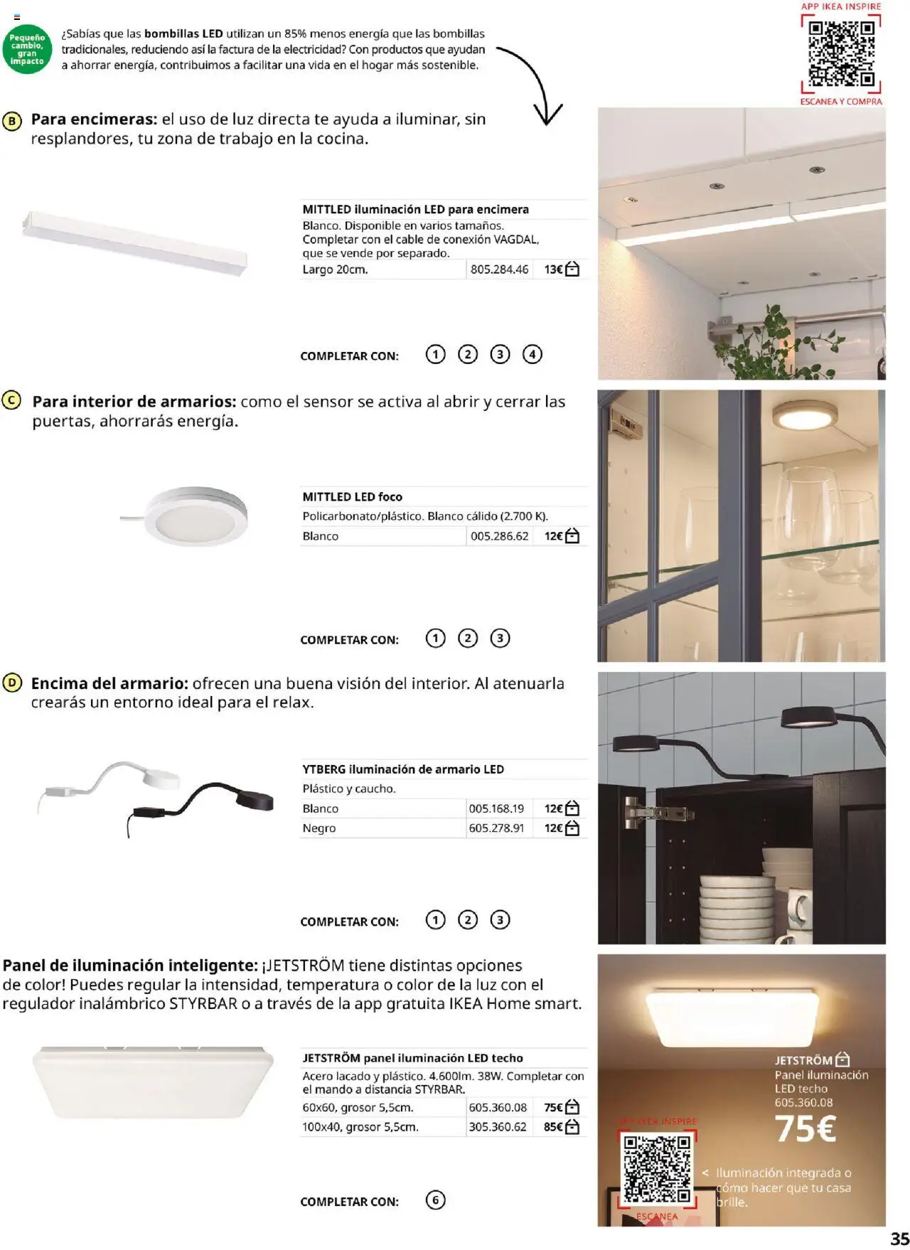 Catálogo IKEA Cocinas │ válido desde el 06.02.2025 | Página: 35 | Productos: Té, Iluminación de armario, Cable, Armario