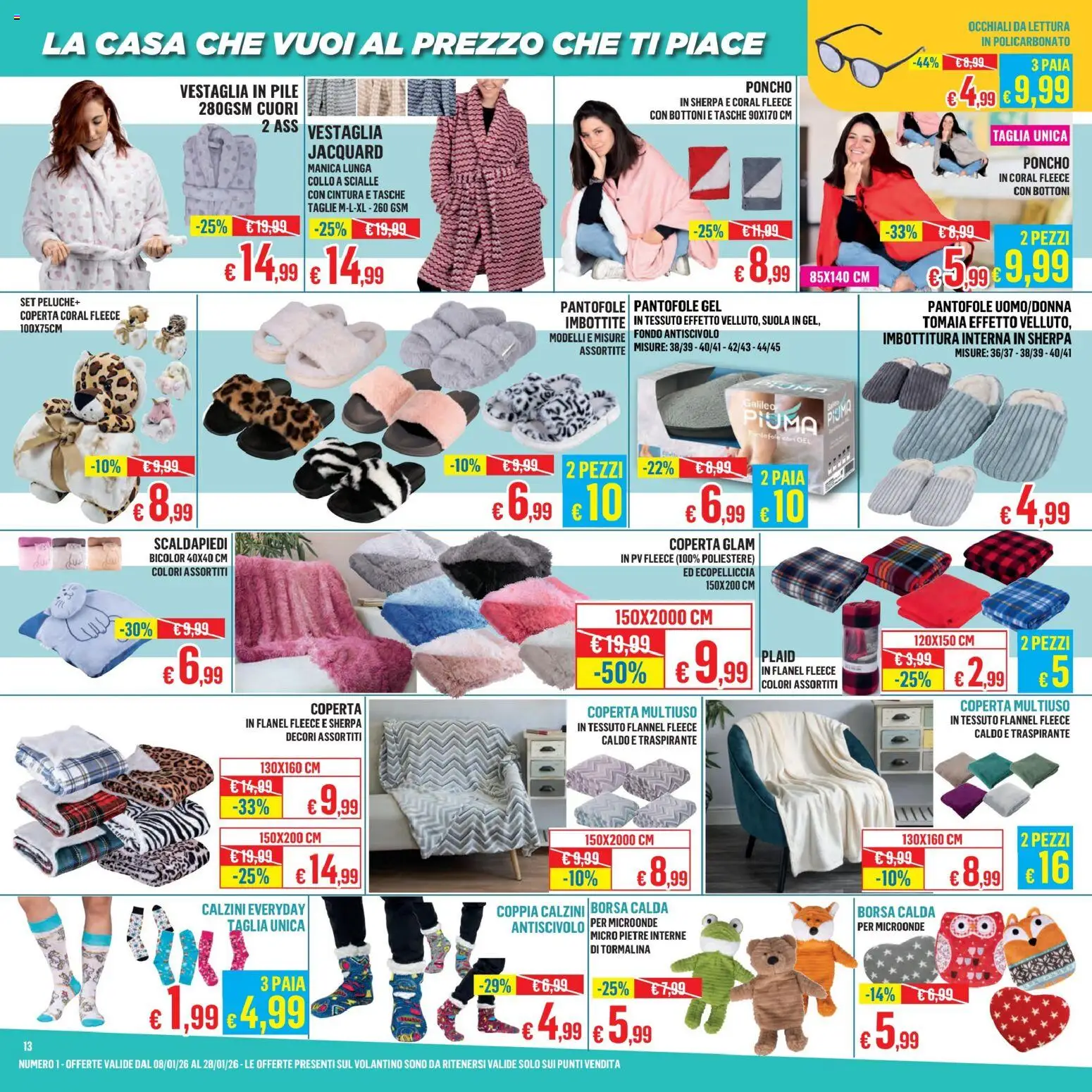 Volantino Satur del 08.01.2026 | Pagina: 13 | Prodotti: Plaid, Calzini, Scialle, Borsa