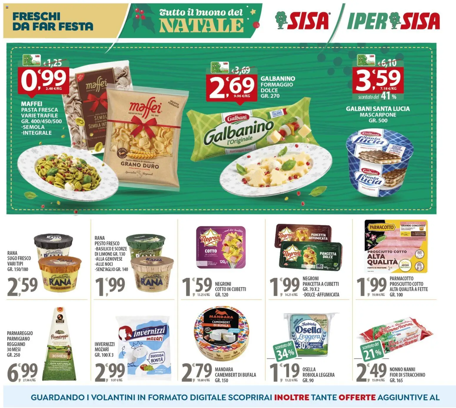 Volantino SISA del 16.12.2025 | Pagina: 10 | Prodotti: Prosciutto Cotto, Formaggio, Limone, Noci