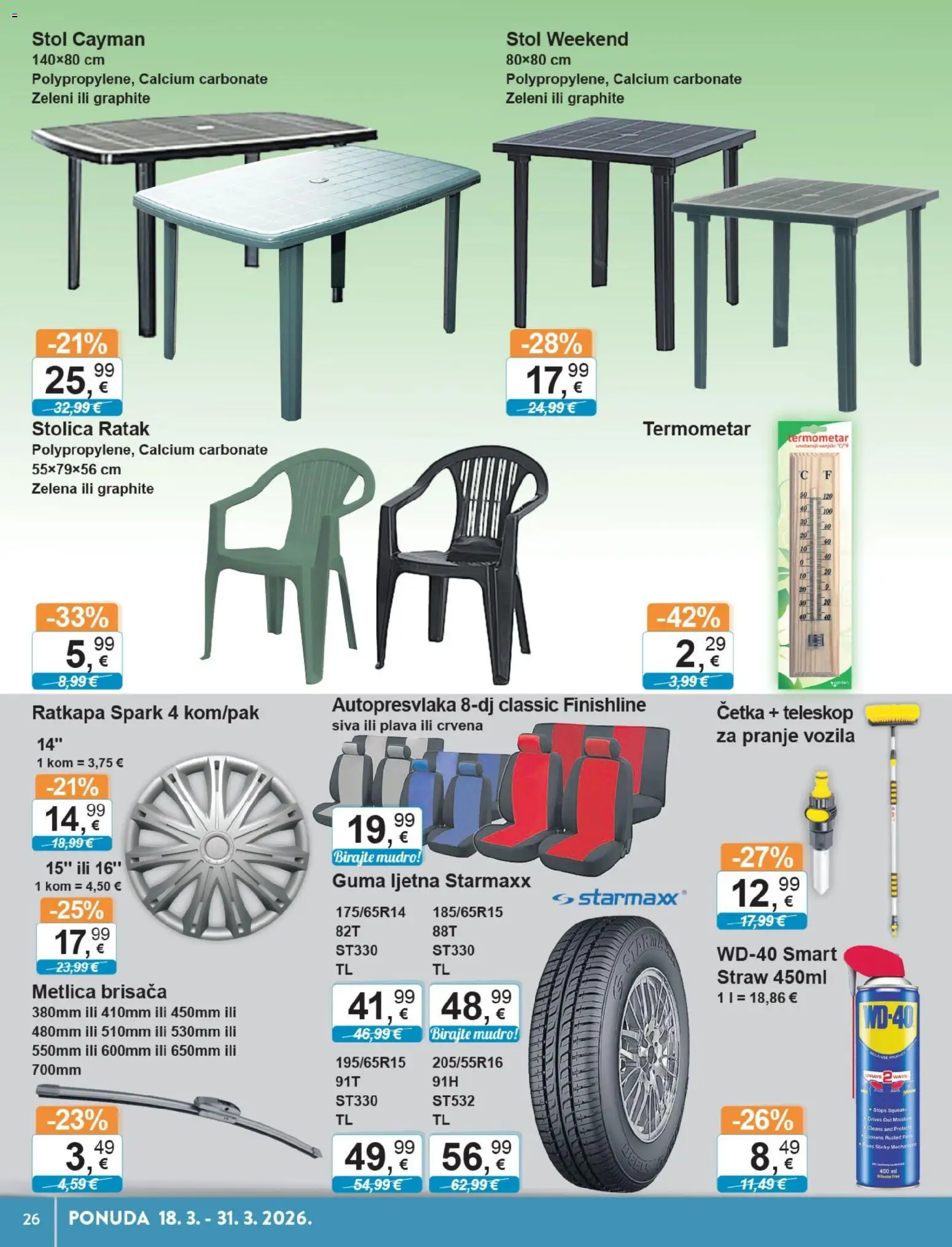 KTC katalog | vrijedi od 18.03.2026 | Stranica: 22 | Proizvodi: Termometar, Stol, Stolica, Četka