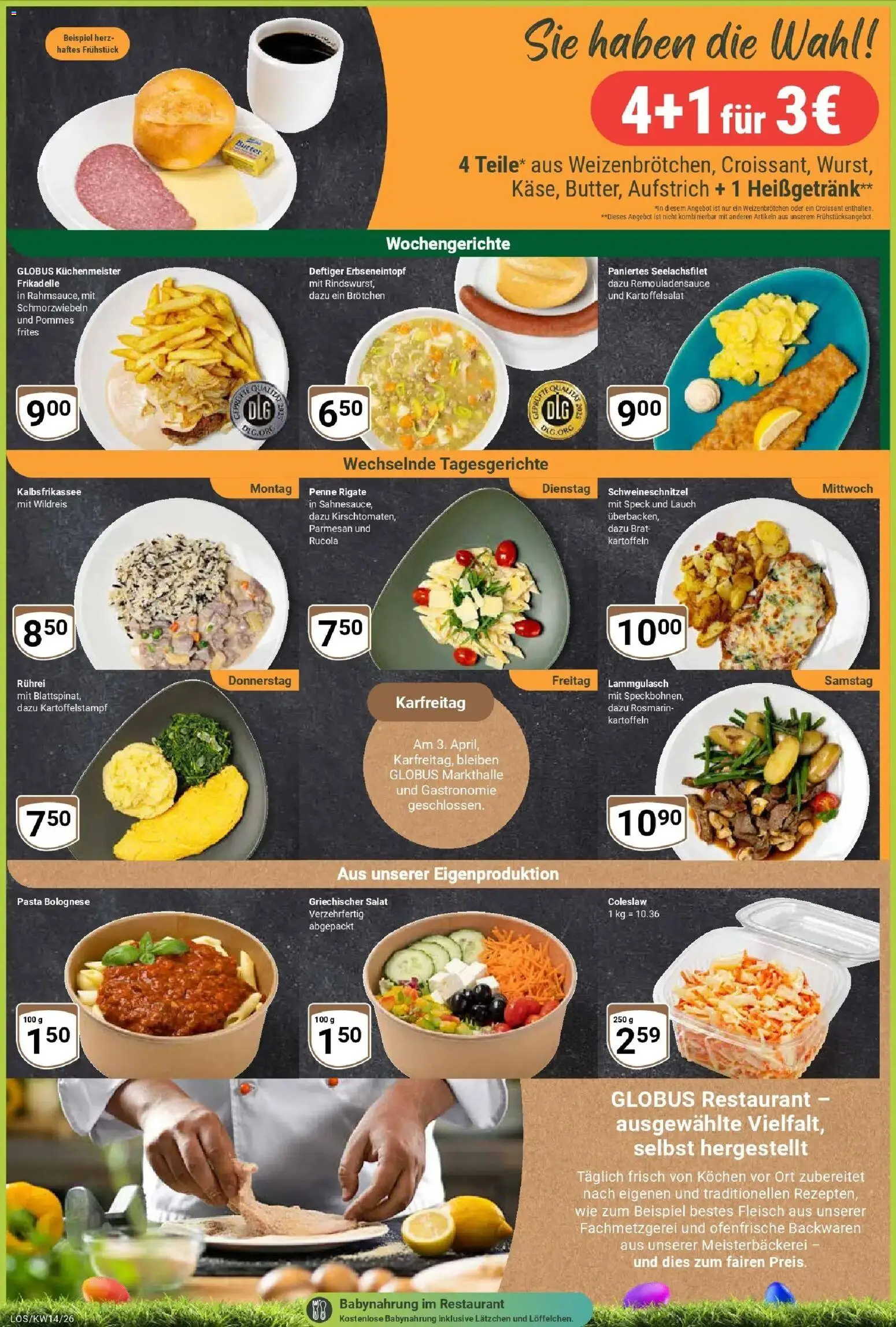 Globus prospekt Losheim Am See	 – gültig ab 30.03.2026 | Seite: 6 | Produkte: Pommes, Babynahrung, Fleisch, Salat