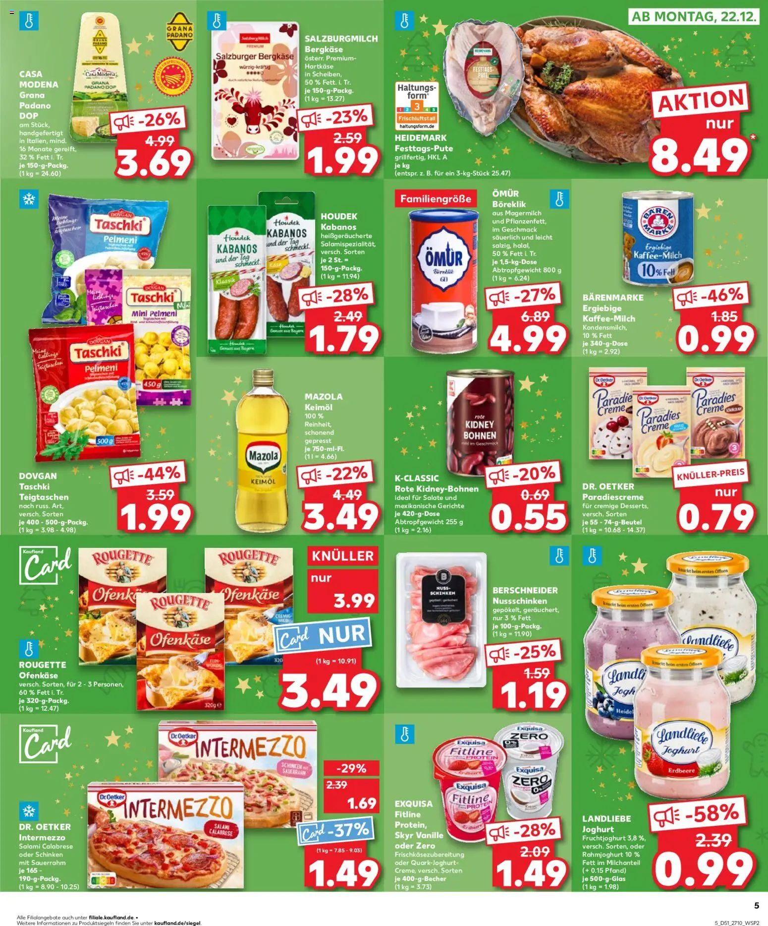 Kaufland prospekt Leipzig	 – gültig ab 21.12.2025 | Seite: 5 | Produkte: Rougette ofenkase, Skyr, Exquisa, Salami