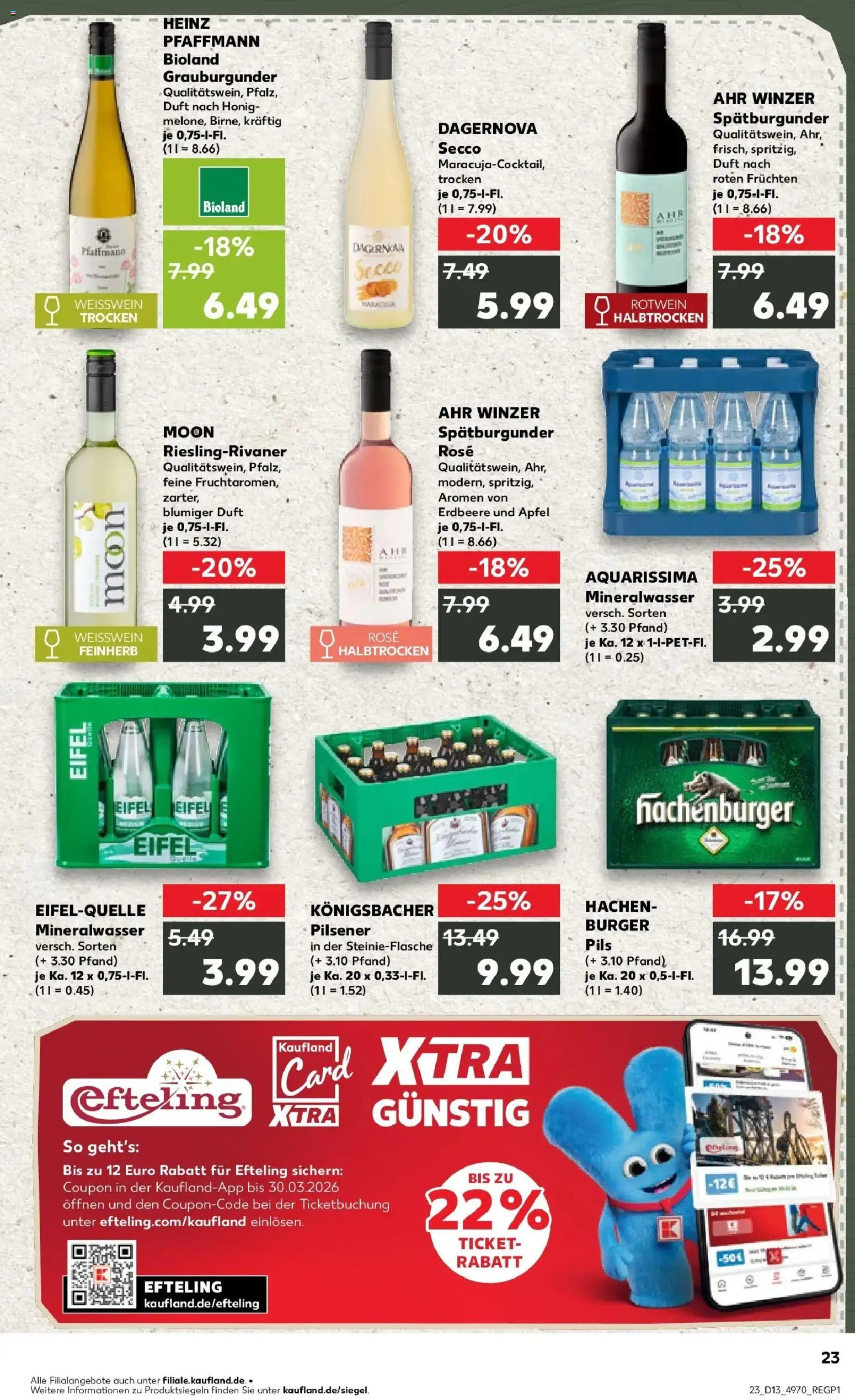Kaufland Prospekt Bendorf	 – gültig ab 26.03.2026 | Seite: 23 | Produkte: Weißwein, Pils, Burger, Äpfel
