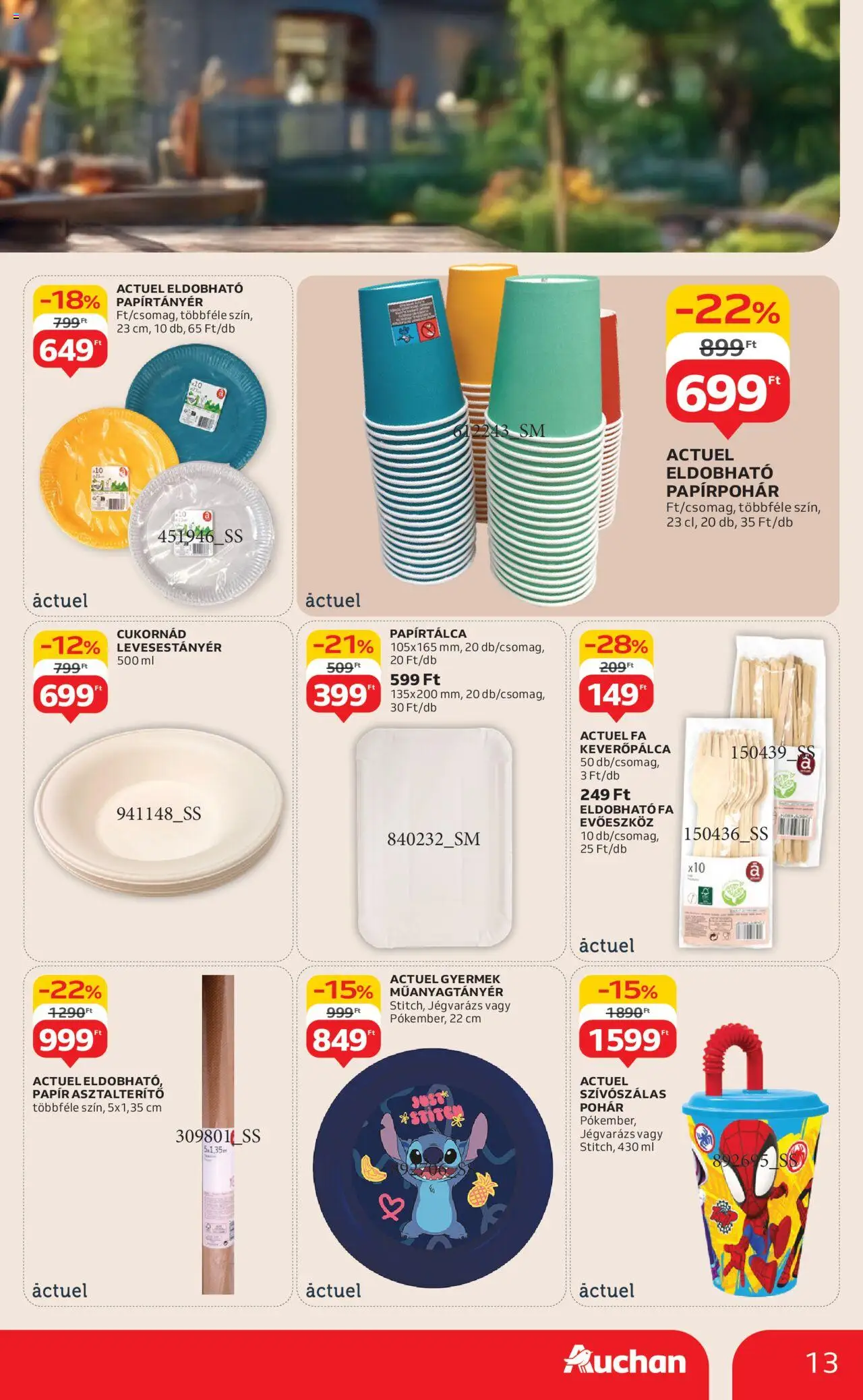Auchan akciós ujság - amely érvényes a következő dátumtól: 07.08.2025 | Oldal: 13 | Termékek: Evőeszköz, Asztalterítő, Pohár