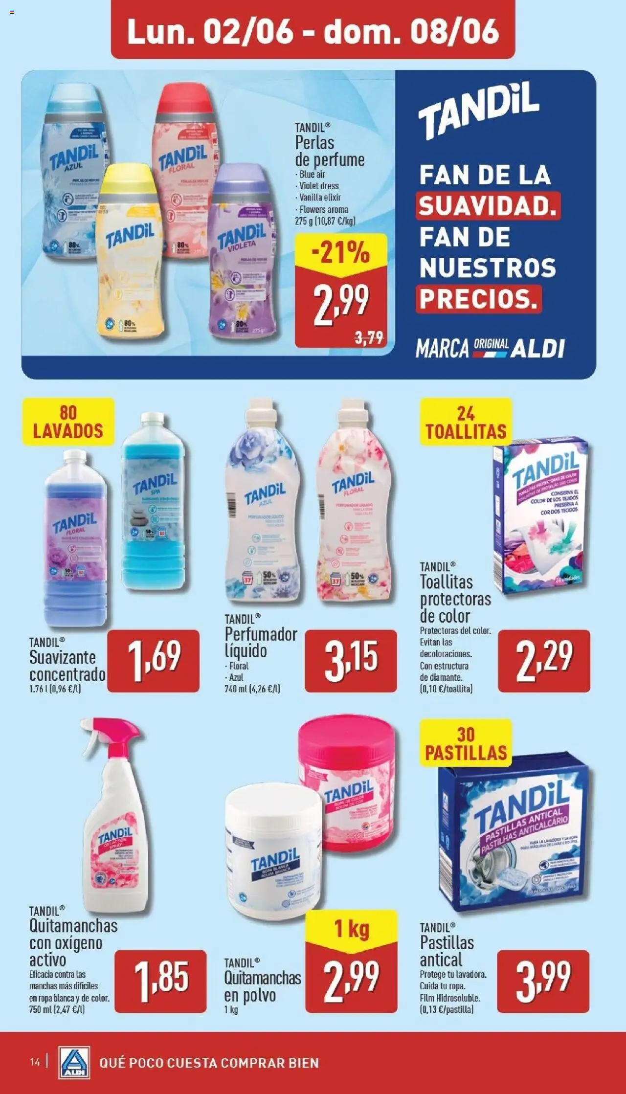 Aldi folleto Península │ válido desde el 02.06.2025 | Página: 14 | Productos: Polvo, Quitamanchas, Ropa, Suavizante