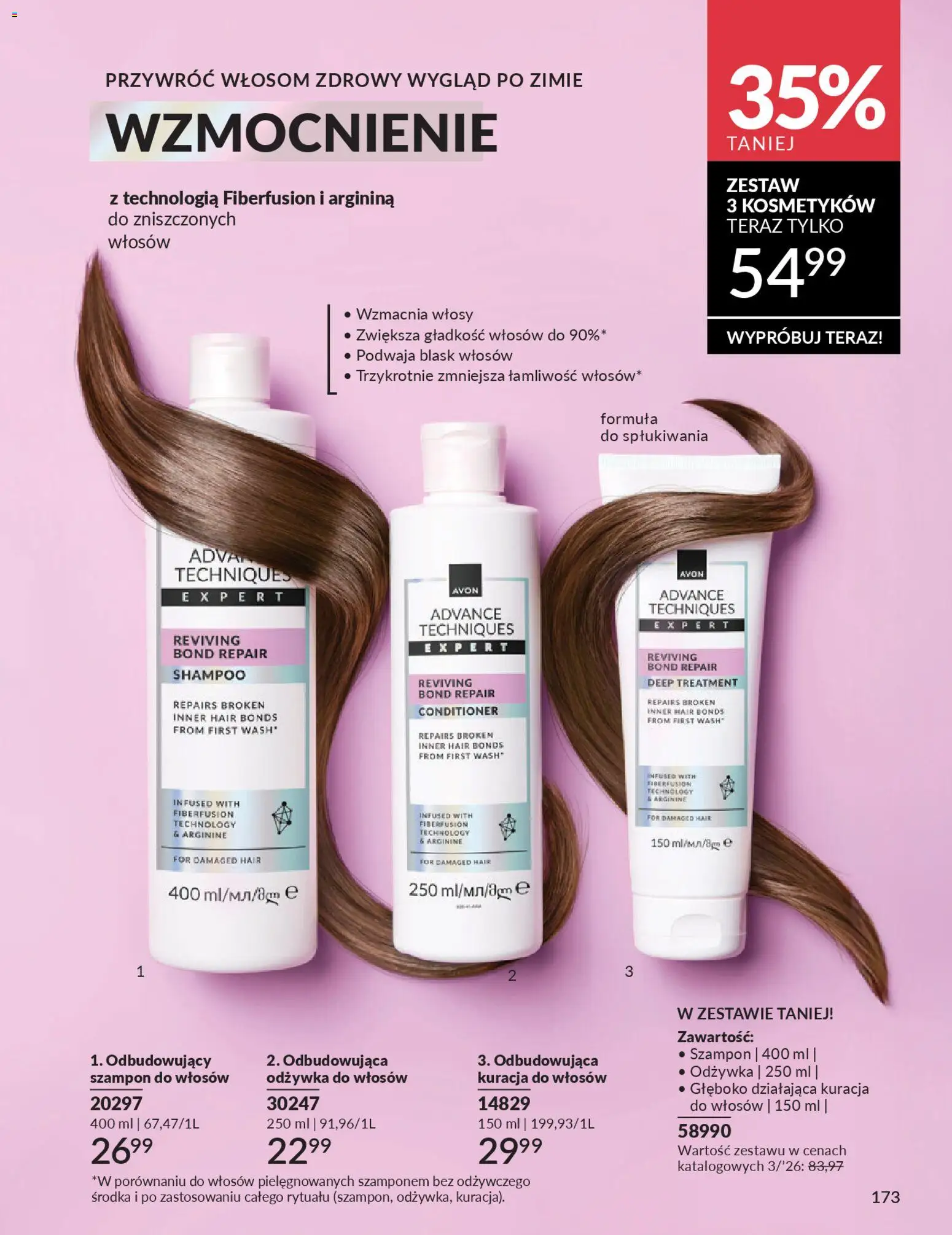 Avon Katalog 3 2026 od 01.03.2026 | Strona: 173 | Produkty: Szampon, Odżywka, Odżywka do włosów