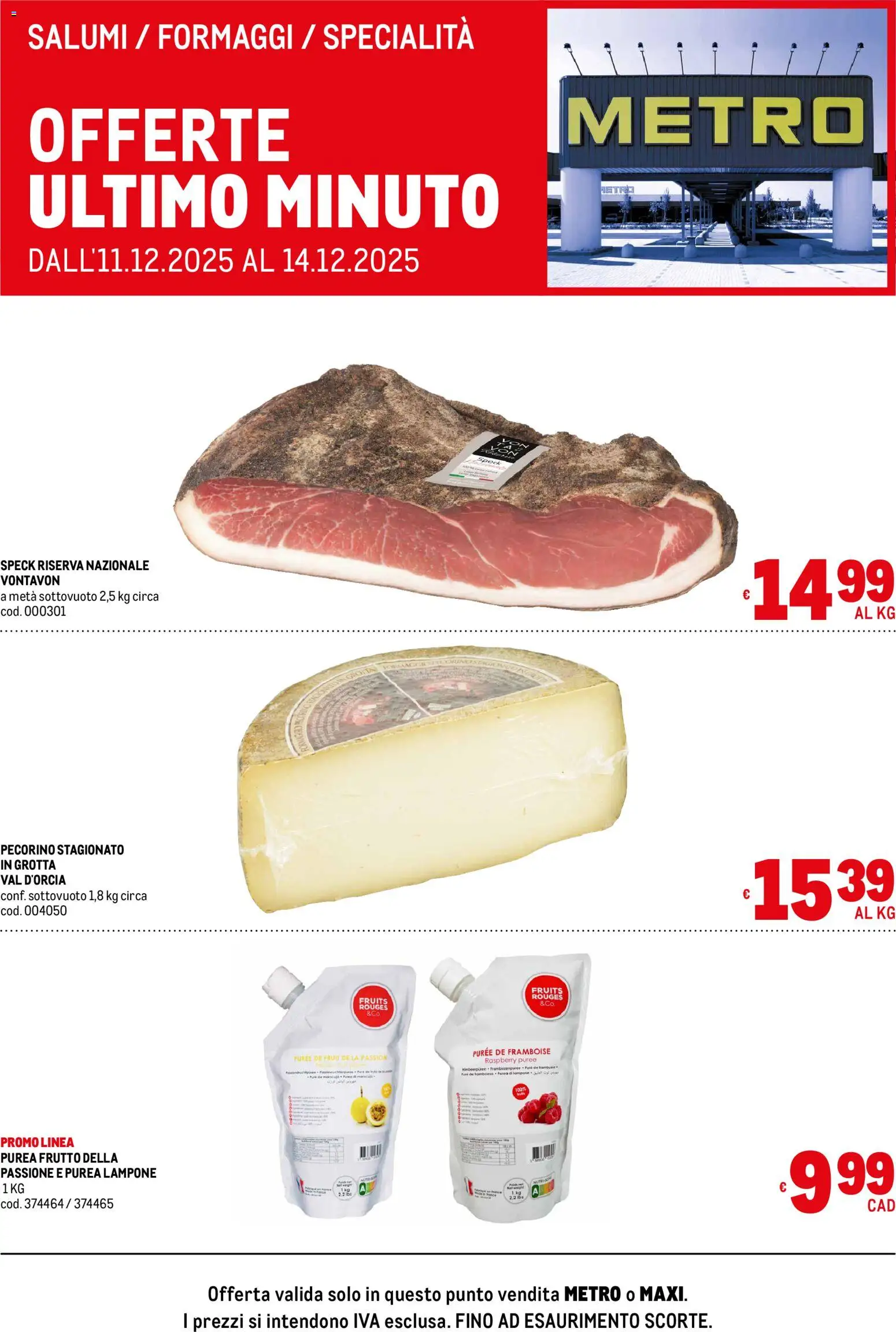 Volantino Metro del 11.12.2025 | Pagina: 2 | Prodotti: Speck, Lampone, Pecorino