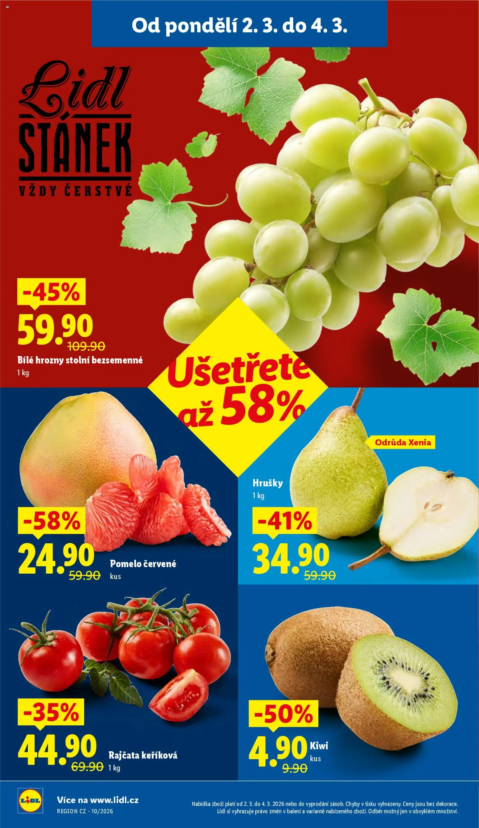Lidl leták od 02.03.2026 | Strana: 12 | Produkty: Hrušky, Kiwi, Bílé hrozny, Hrozny