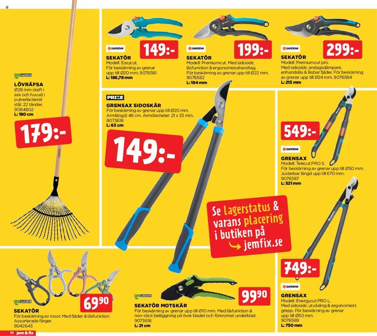 Jem & Fix reklamblad aktuell från 25.08.2025 | Sida: 14 | Produkter: Sekatör, Grensax