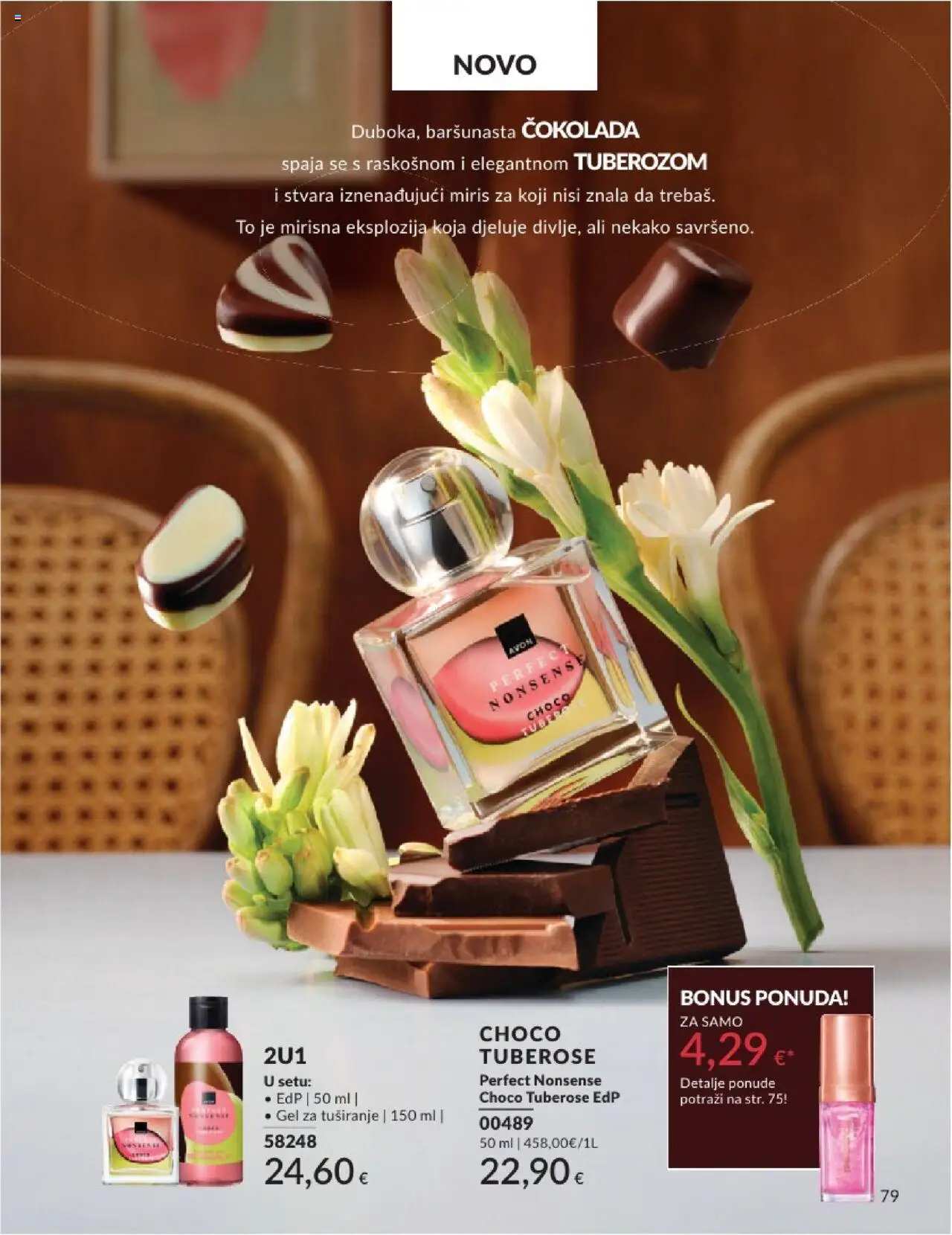 Avon katalog | vrijedi od 31.05.2025 | Stranica: 79 | Proizvodi: Miris, Čokolada, Gel za tuširanje