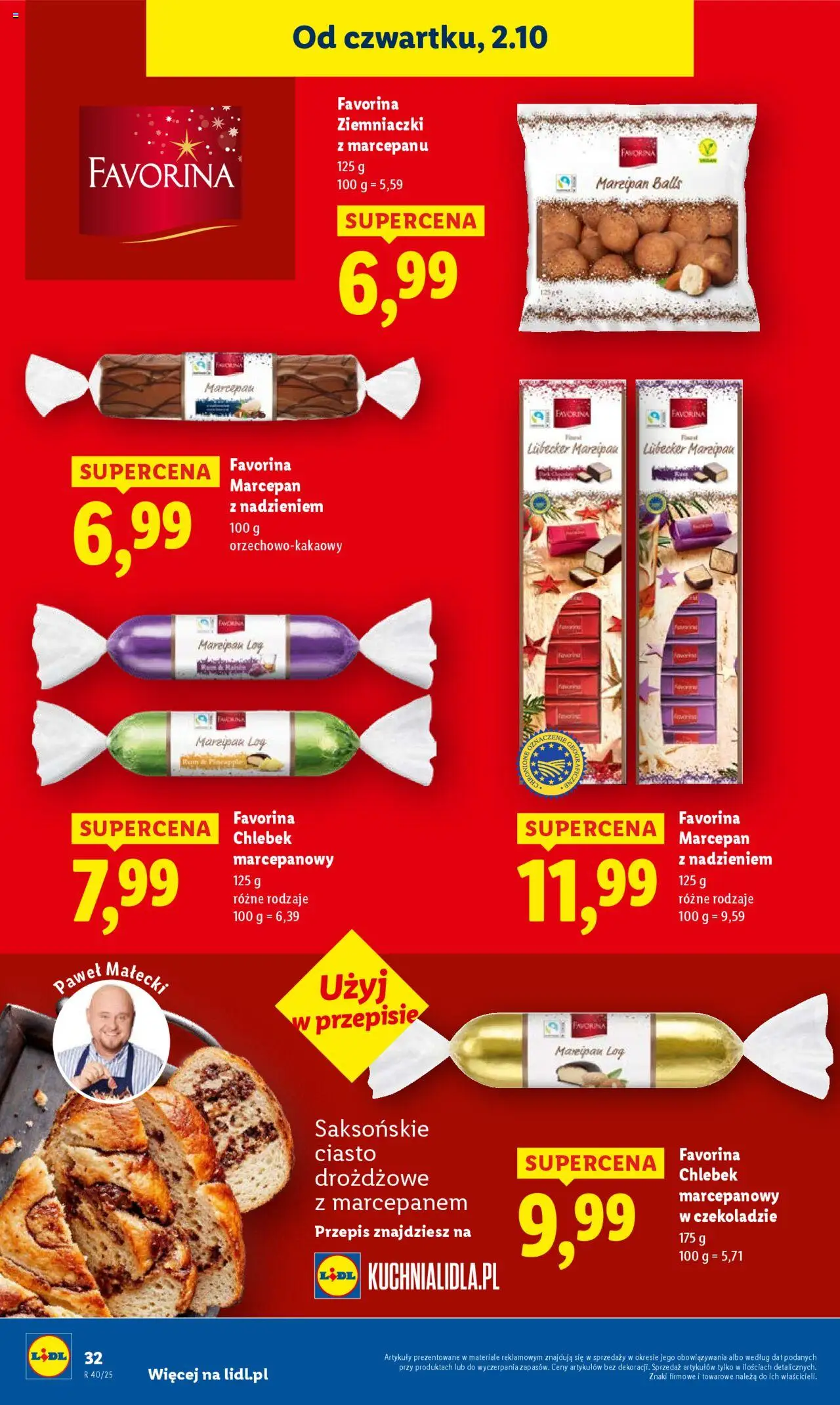 Lidl Gazetka od 02.10.2025 | Strona: 36 | Produkty: Ciasto drożdżowe, Ciasto, Ziemniaczki, Marcepan
