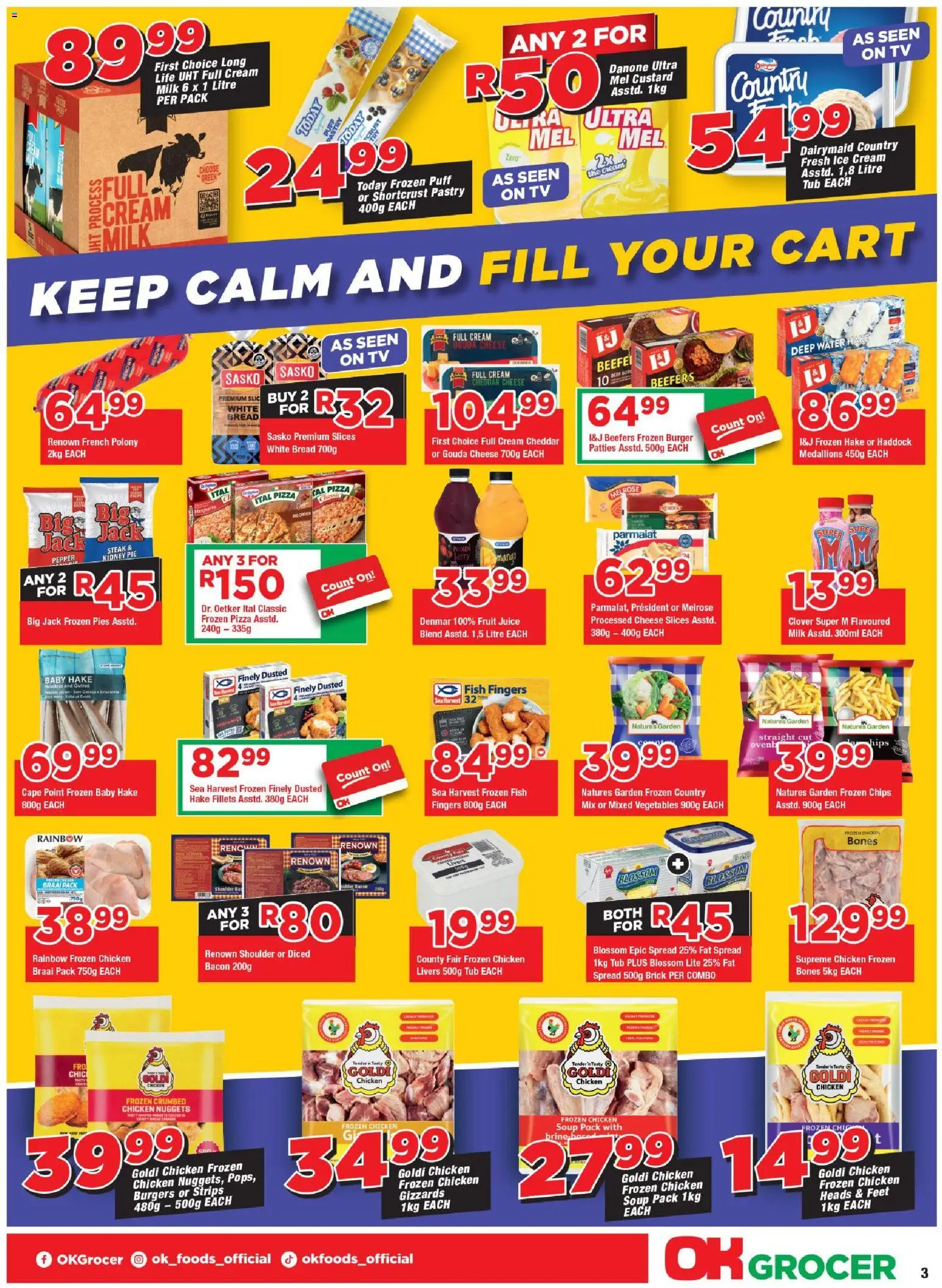 New OK Foods catalogue – valid from 25.03.2026 | Page: 3 | Products: TV, Beef, Burgers, Fruit