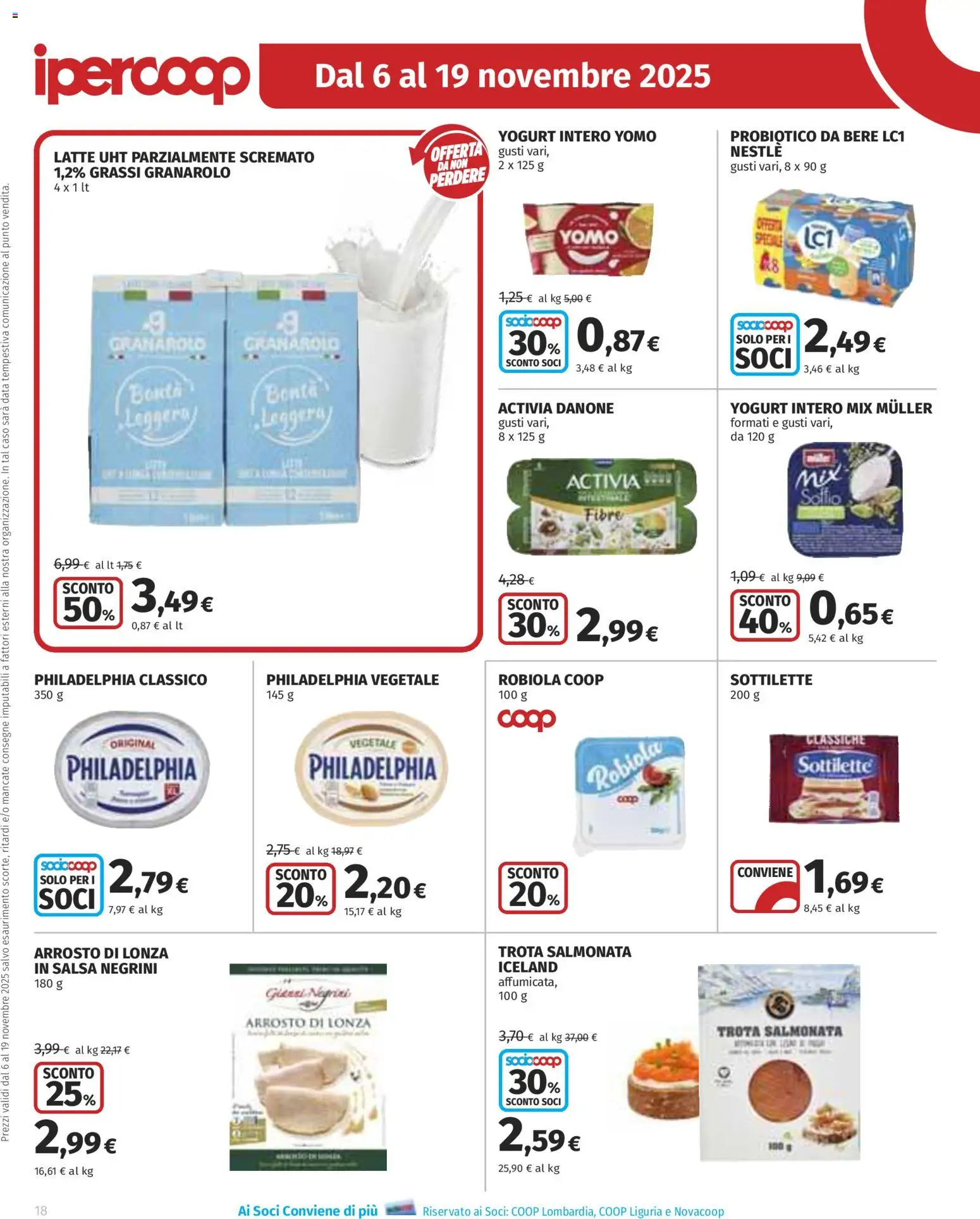 Volantino Ipercoop del 06.11.2025 | Pagina: 18 | Prodotti: Yogurt, Salsa, Latte, Data