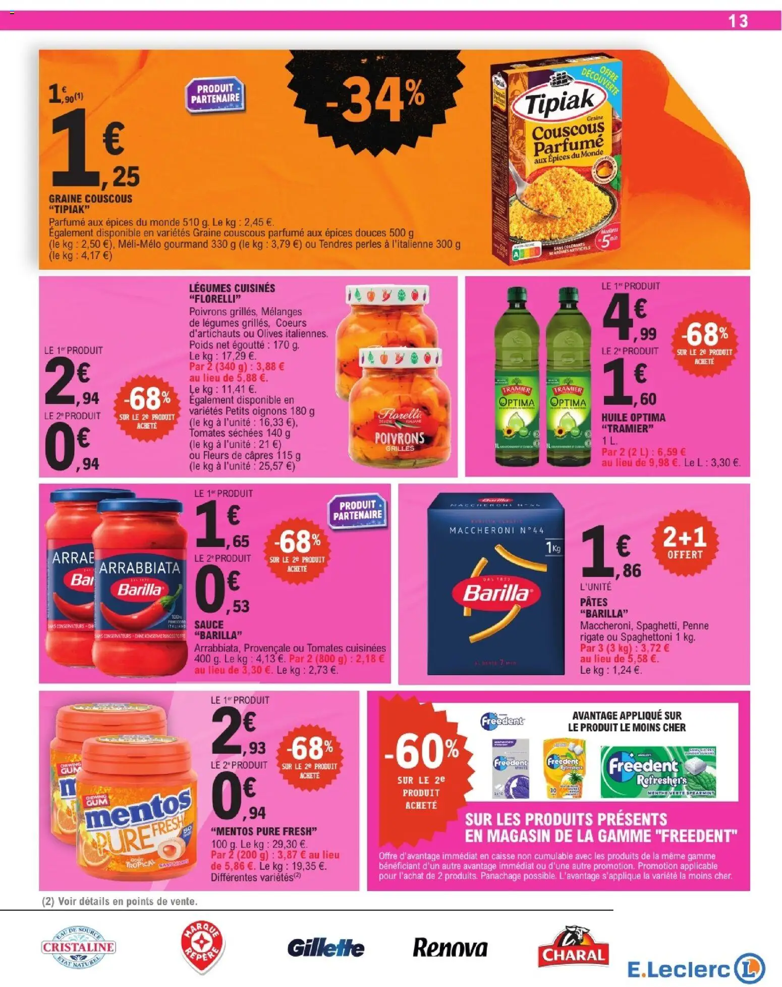 {H1} | Page: 13 | Produits: Menthe, Poids, Eau de source, Pâtes