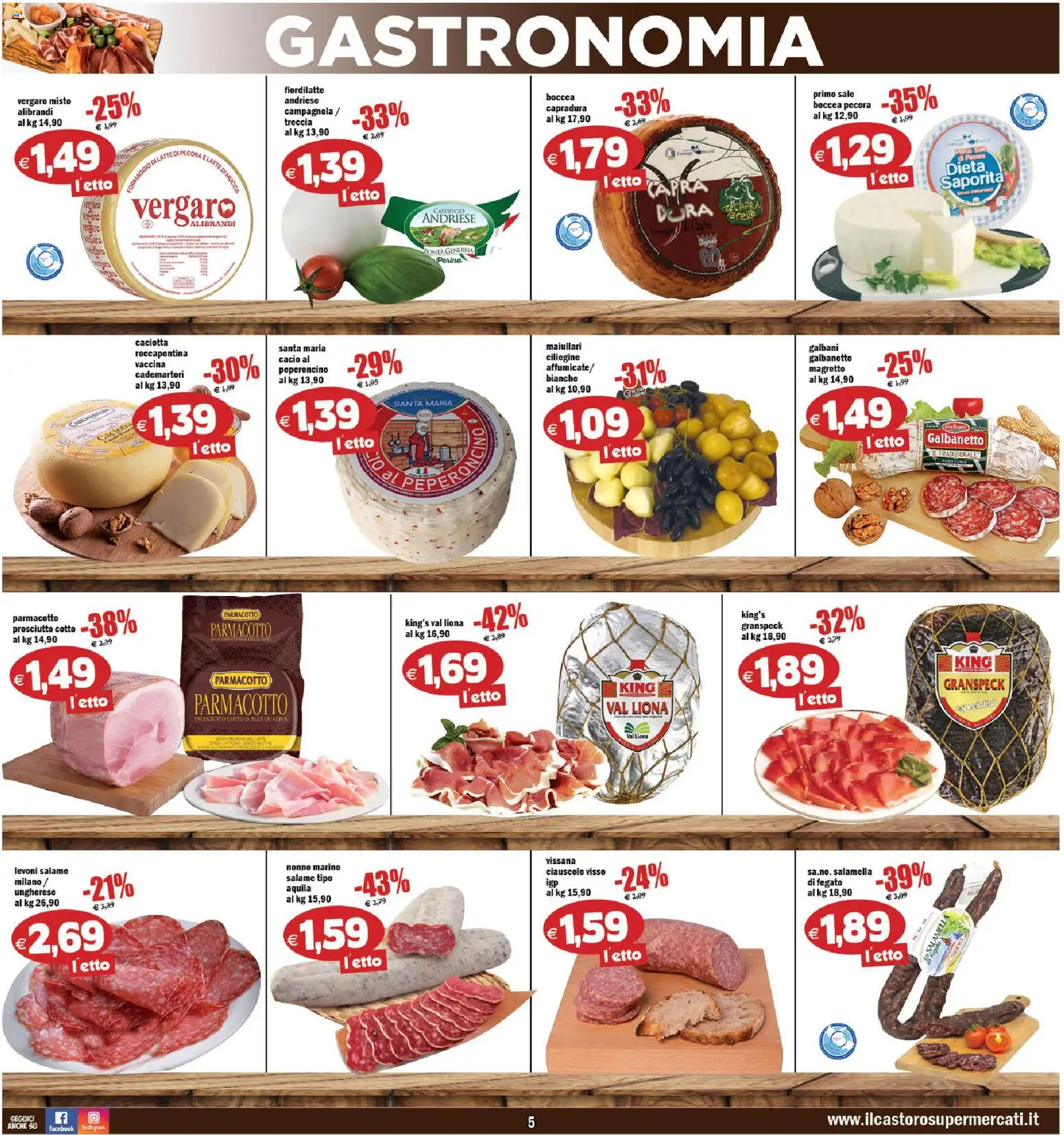 Volantino Il Castoro del 27.11.2025 | Pagina: 5 | Prodotti: Sale, Prosciutto, Peperoncino, Letto