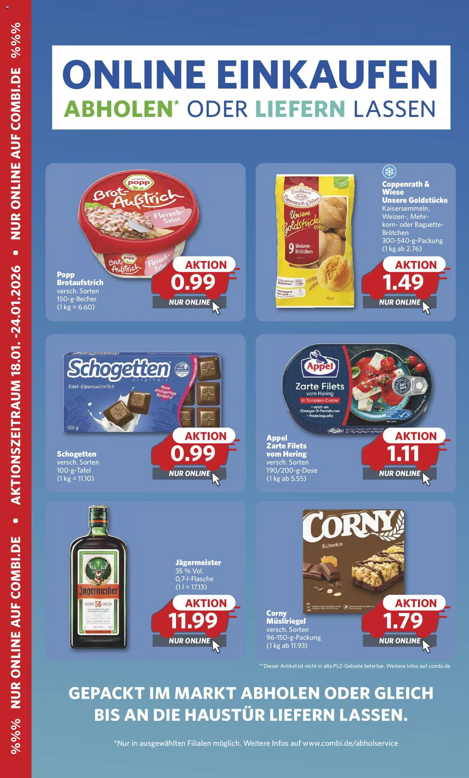 Combi Prospekt 	 – gültig ab 19.01.2026 | Seite: 25 | Produkte: Baguette, Jägermeister, Brot, Schogetten