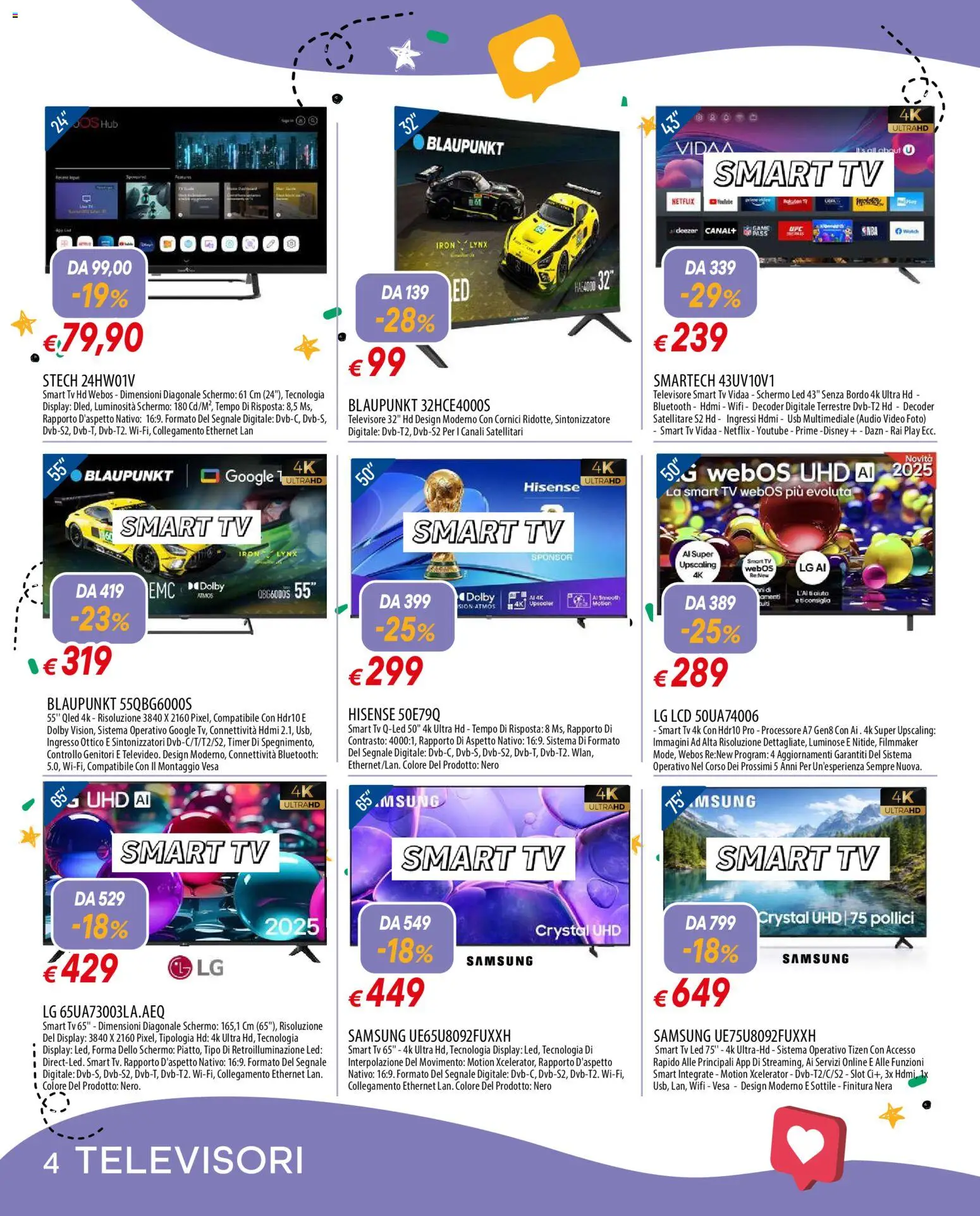 Volantino Famila del 23.03.2026 | Pagina: 4 | Prodotti: smart TV, TV, USB, Samsung