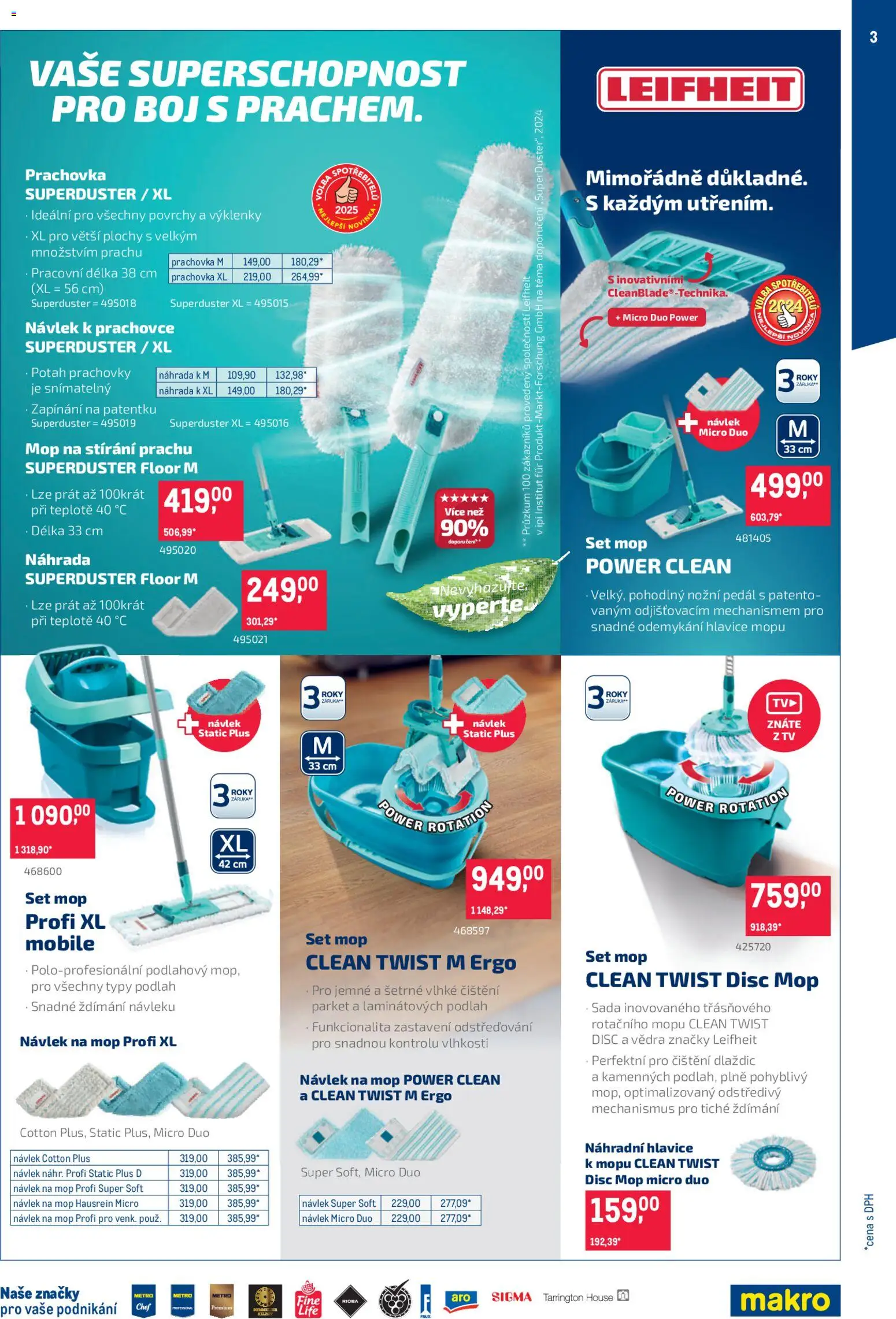 Makro leták - Úklid a kosmetika od 25.02.2026 | Strana: 3 | Produkty: Leifheit, Tv, Prachovka, Mop