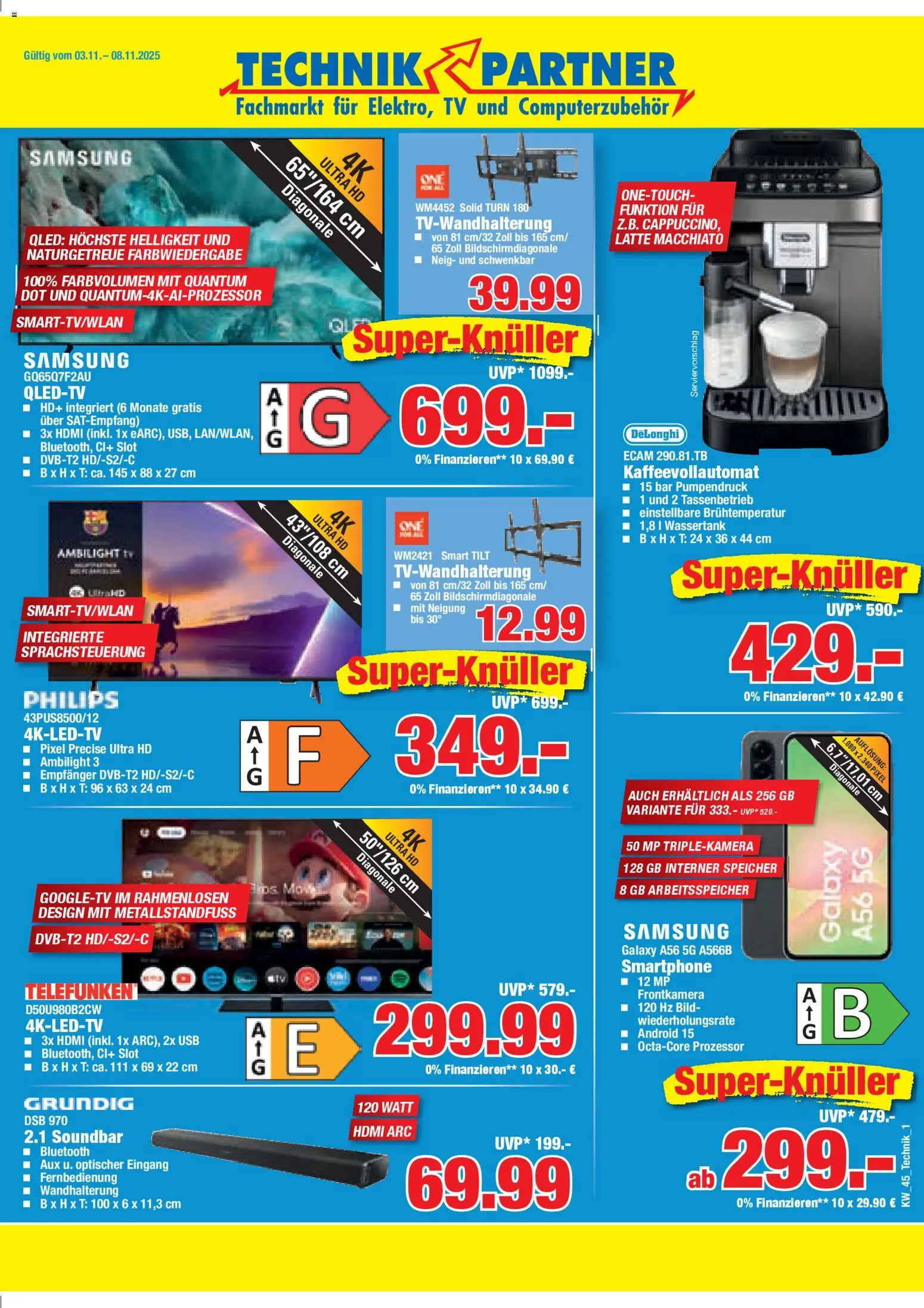 HERKULES Technik Partner – gültig ab 03.11.2025 | Seite: 1 | Produkte: Philips, Samsung, Kaffeevollautomat, TV