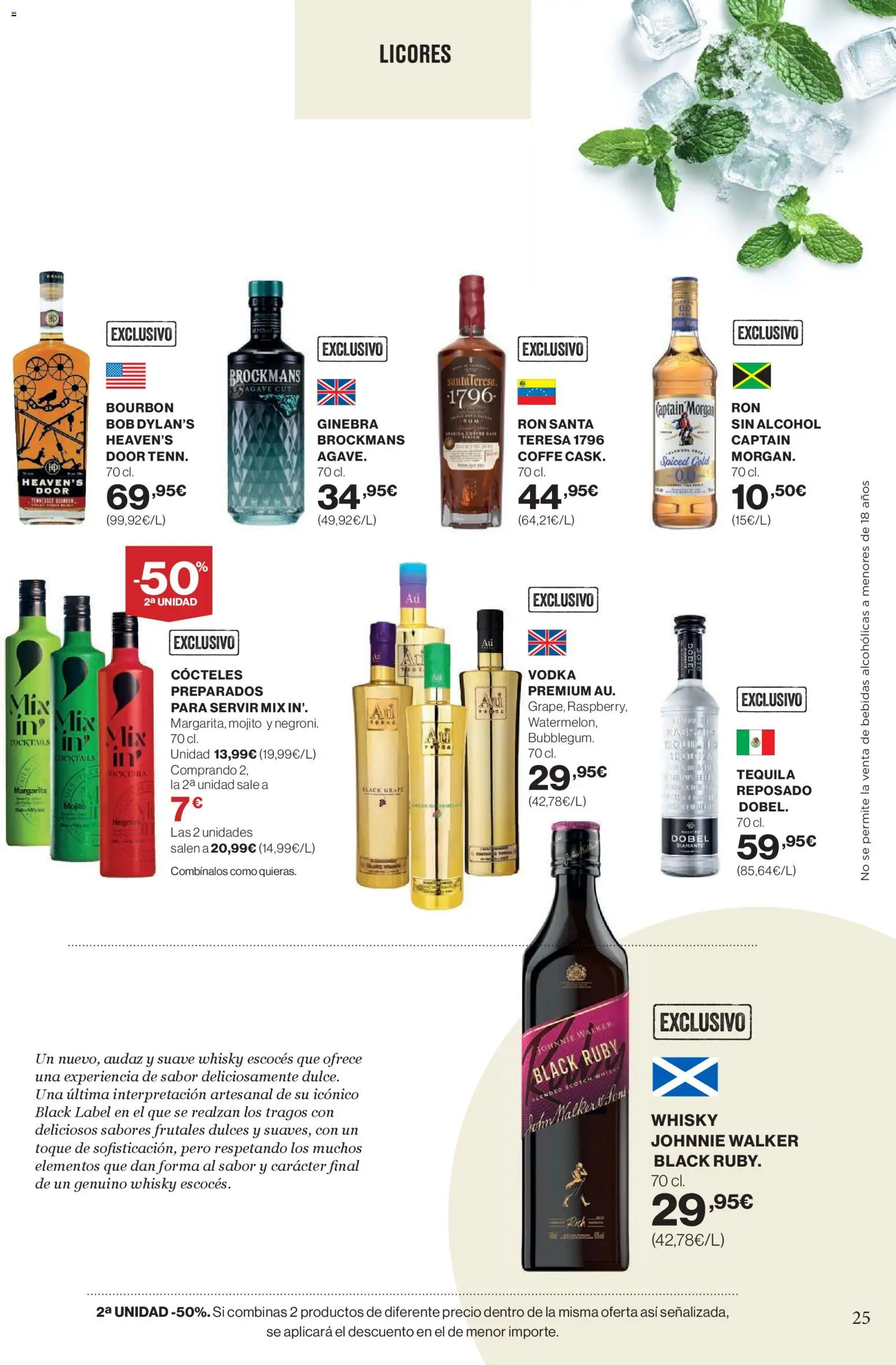 Hipercor - Mucho más para ti │ válido desde el 26.02.2026 | Página: 25 | Productos: Ron, Ginebra, Vodka, Whisky